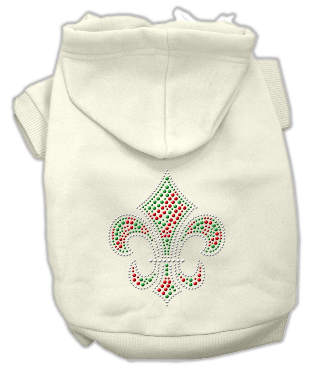 Mirage Pet Products 14-Inch Holiday Fleur de lis Hoodies, Large, Cream