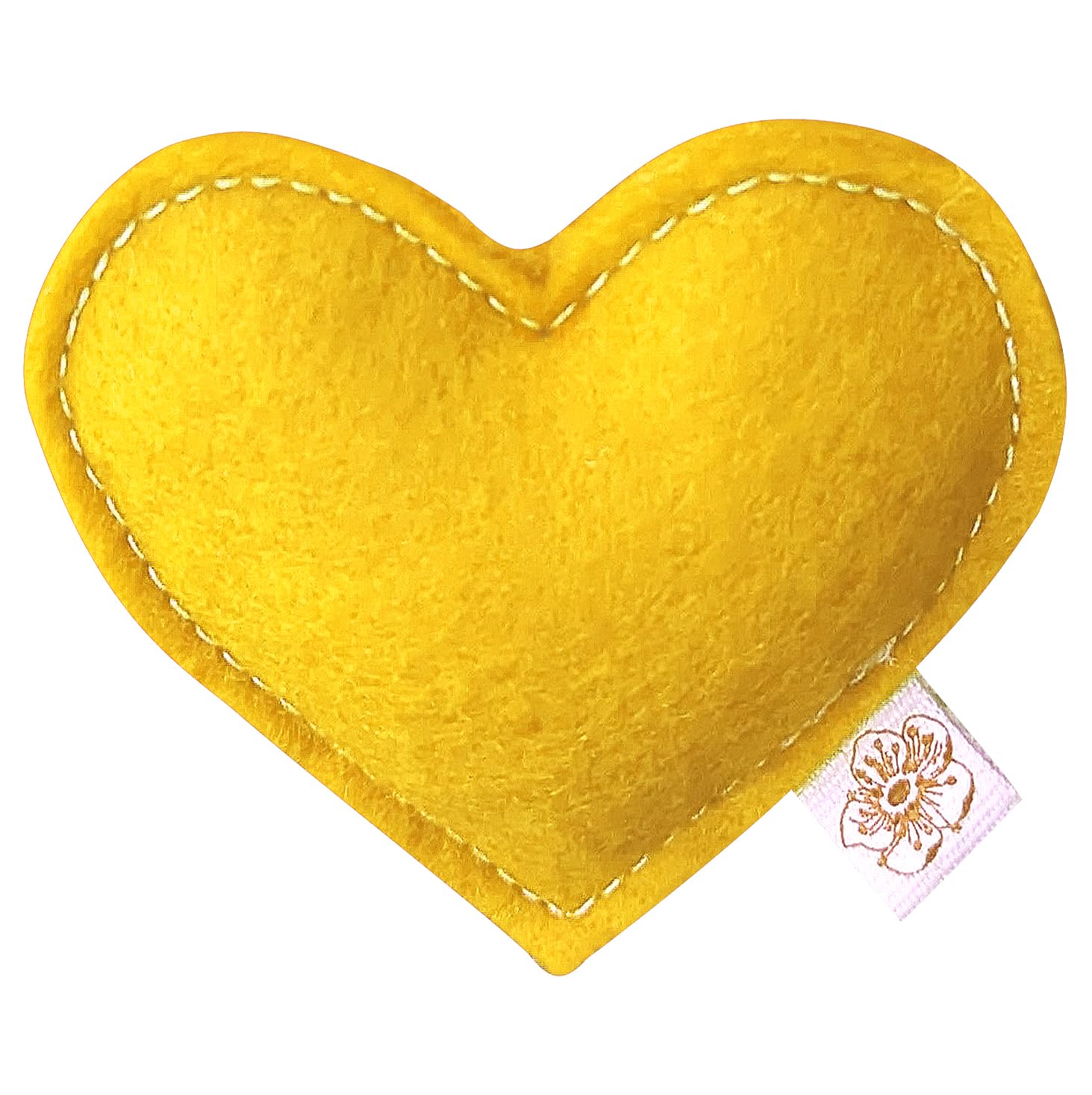 Cherry Valley Organics Catnip Toy - Heart Shape, Organic Catnip, 100% Wool Felt, Grown & Made in The USA - Yellow