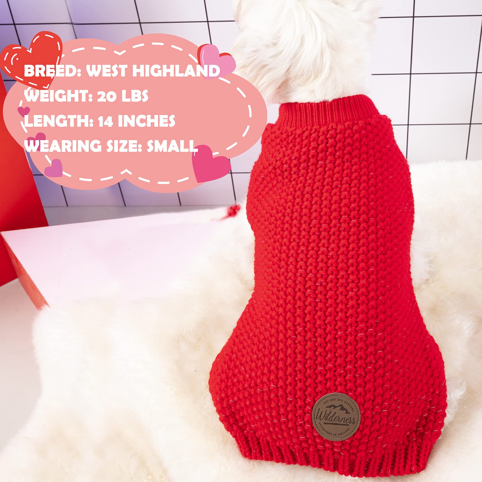 Kyeese Dog Sweaters Heavy Reflective Pullover Dog Knitwear For Fall Winter For Medium Dogs Red