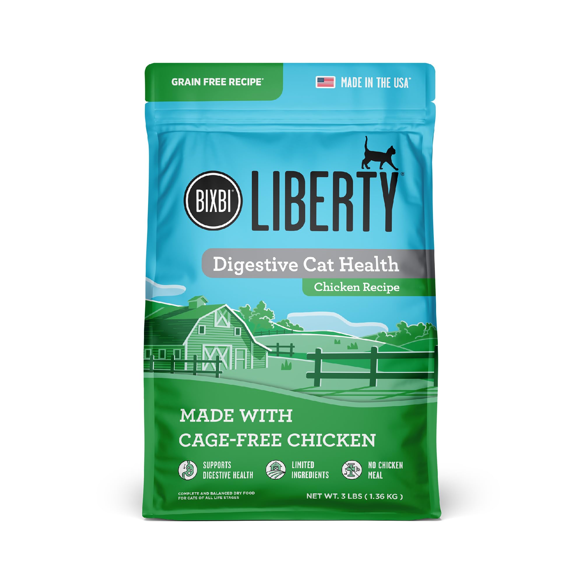 BIXBI Liberty Dry Food Digestive Cat Health Chicken Recipe, 3lb