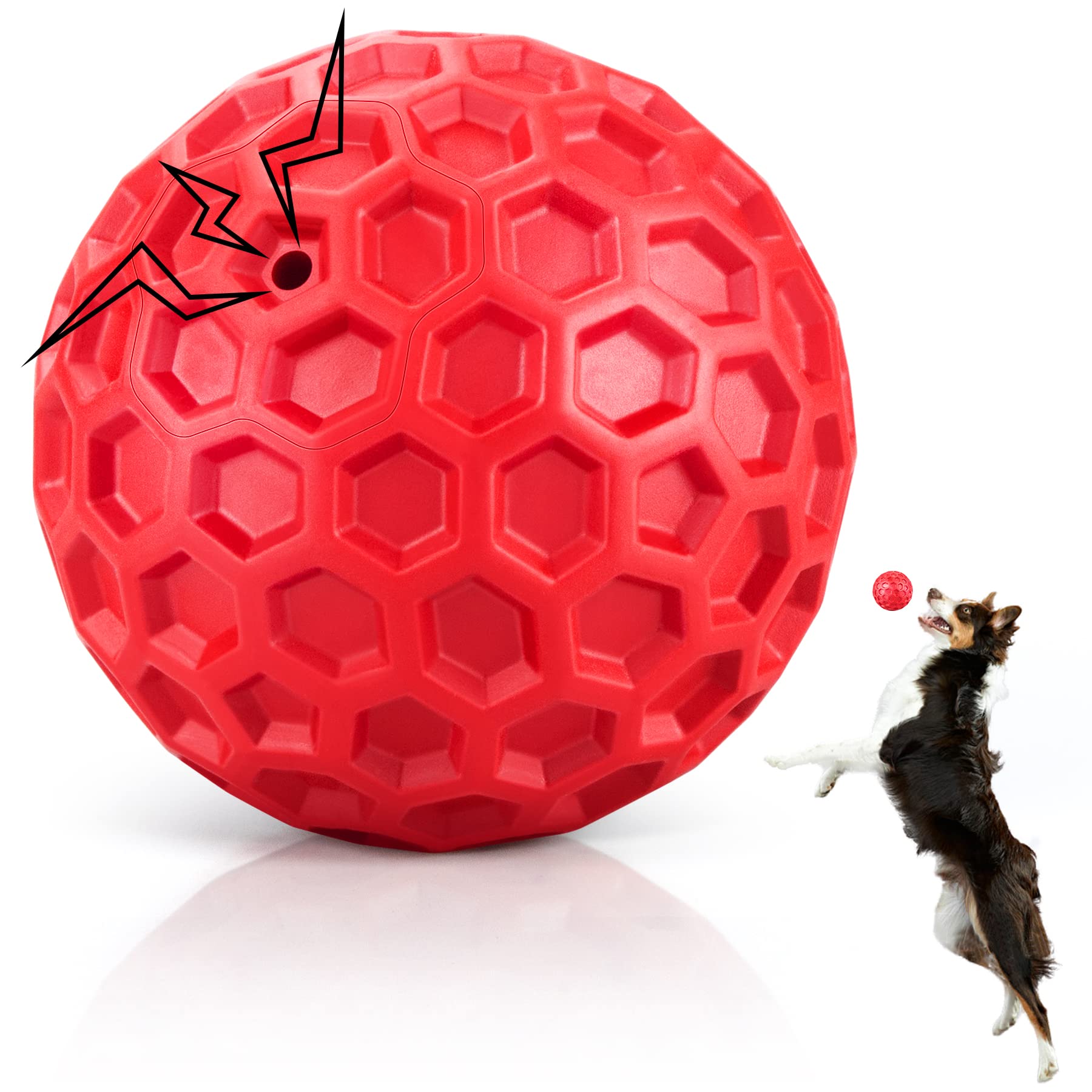 Indestructible Squeaky Dog Balls for Aggressive Chewers, Interactive Dog Toys for Aggressive Chewers for Relieving Anxiety, Dog