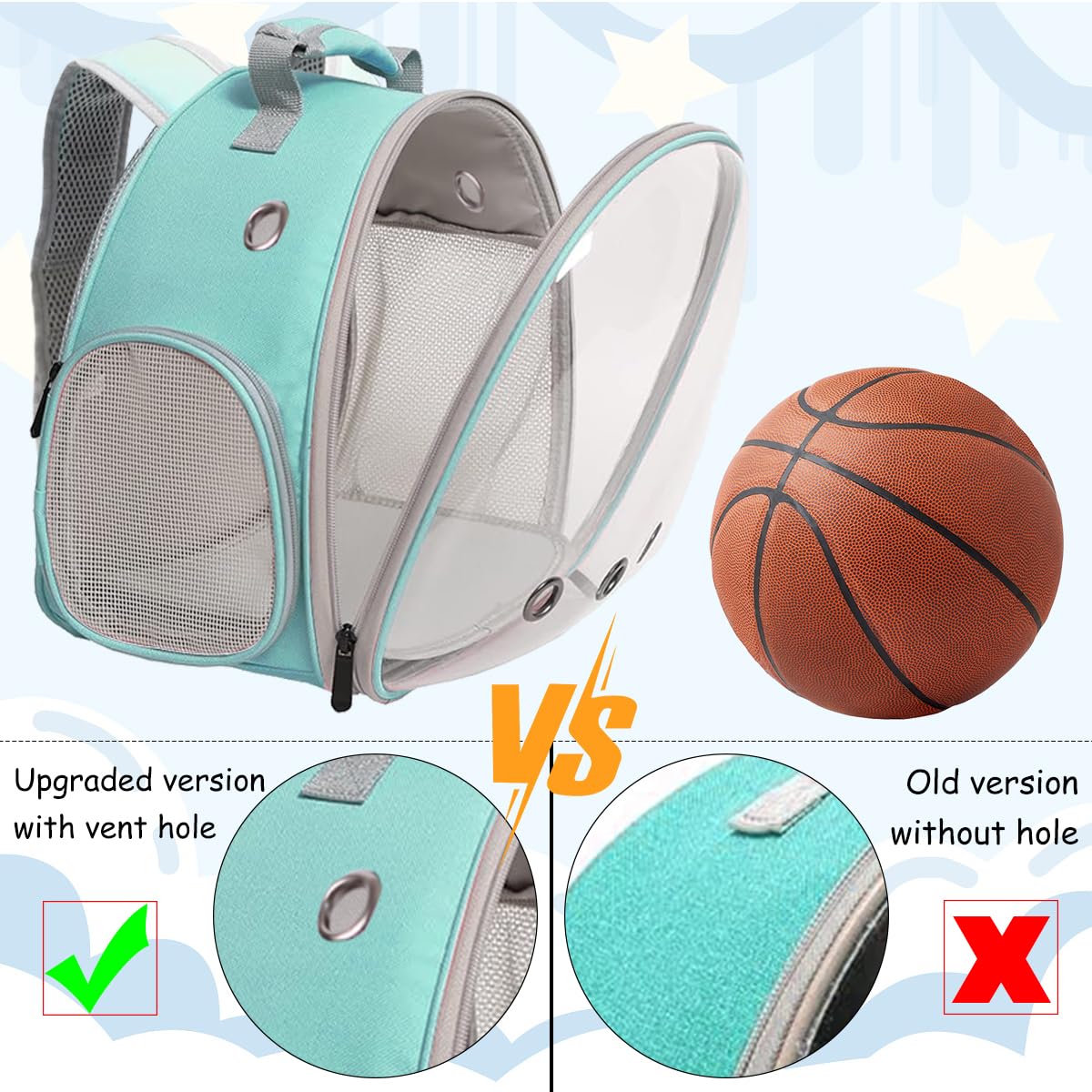 Portable Travel Backpack Habitat For Small Animal, Space Capsule Bubble Window Guinea Pig Bird Bearded Dragon Turtle Carrier Rab