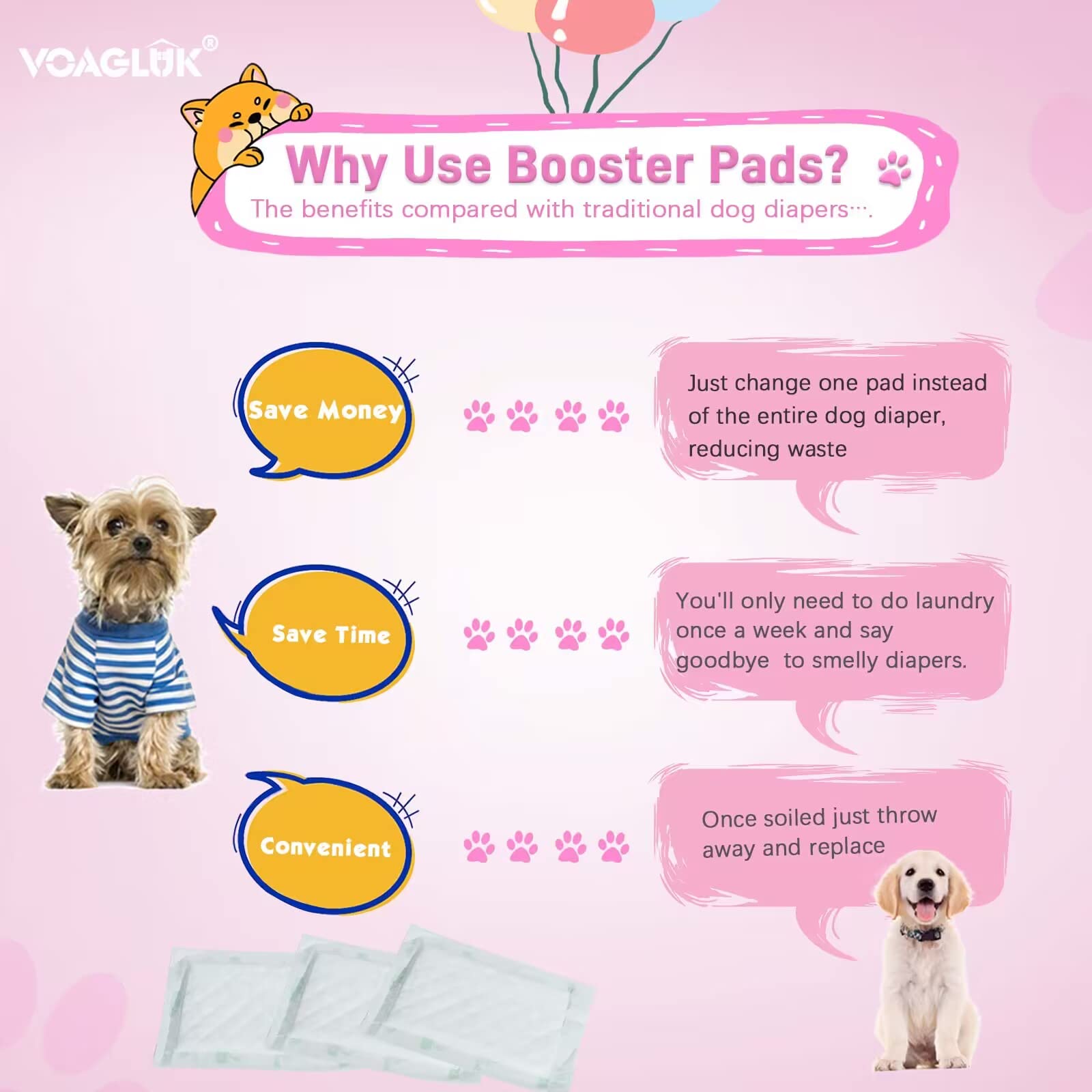 Dog Diaper Liners For Male And Female Dogs, 150Ct, Super Absorbent Disposable Dog Diapers Booster Pads Fit Most Pet Belly Bands