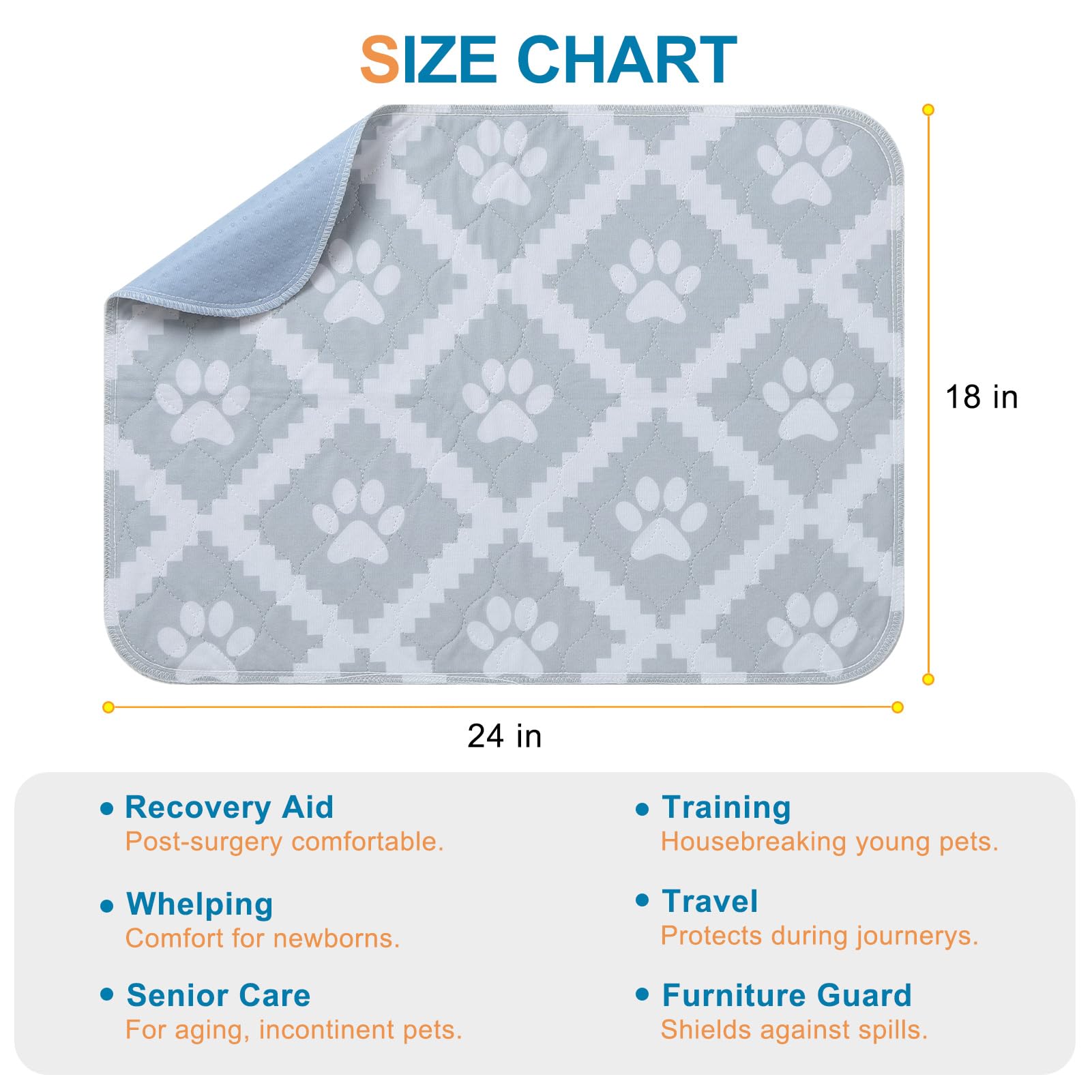 Beautyzoo Washable Pee Pads For Dogs, 8 Pack Reusable Puppy Pads, Super Absorbent Dog Pee Pads For Pet Training, Housebreaking A