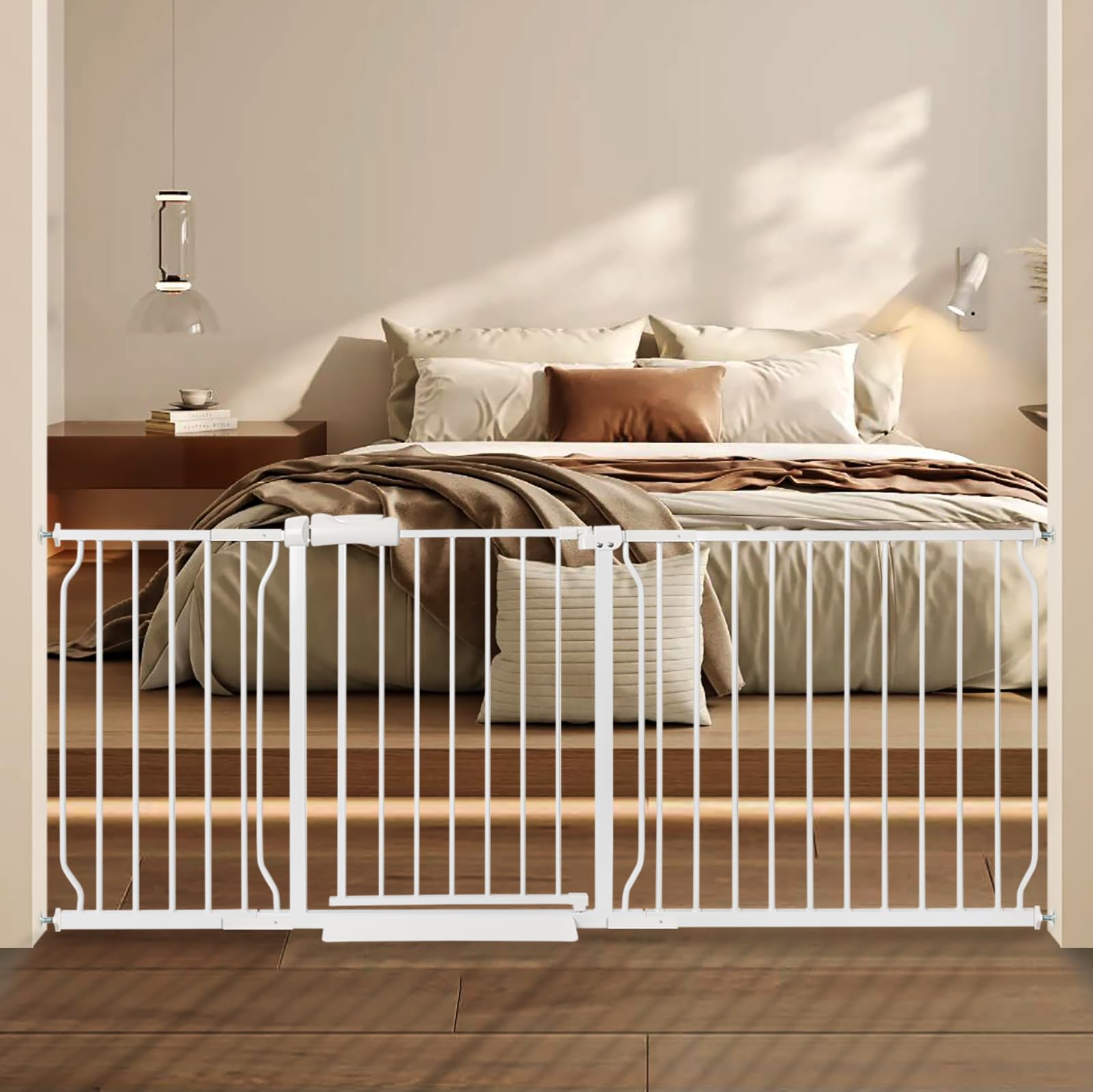 Extra Wide Baby Gate with Door Pressure Mounted 71.65-76.38 Inch,Child Baby Gates for Doorways No Drilling,Walk Through Dog Gate