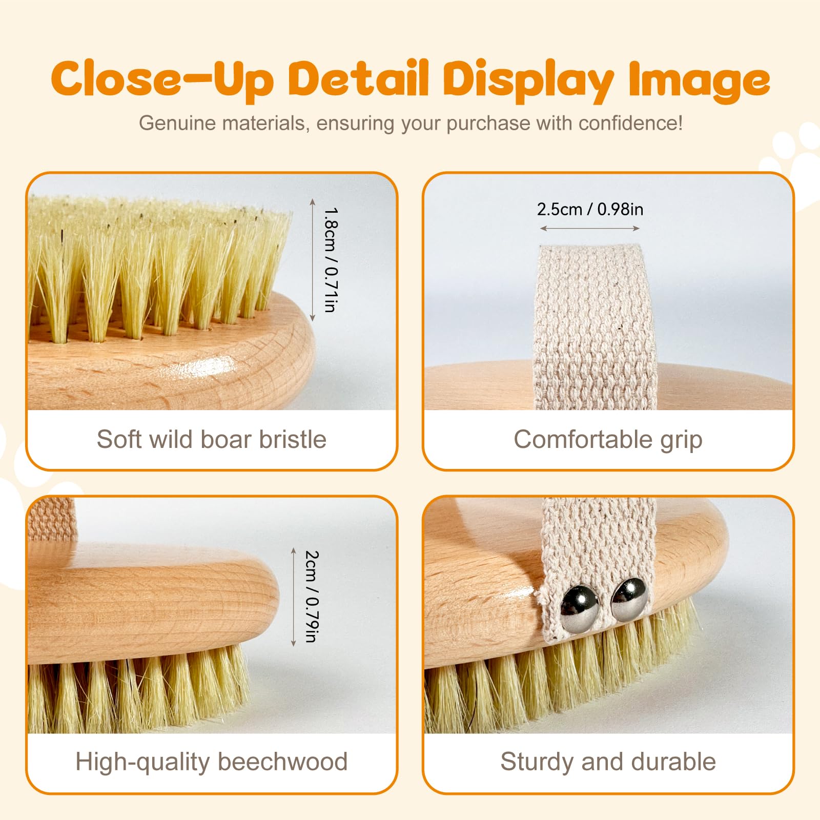 MLQGKUZ Dog Brush - Professional Boar Bristle for Short-Haired Dogs, Red, Non-Slip Grip, Reduces Shedding