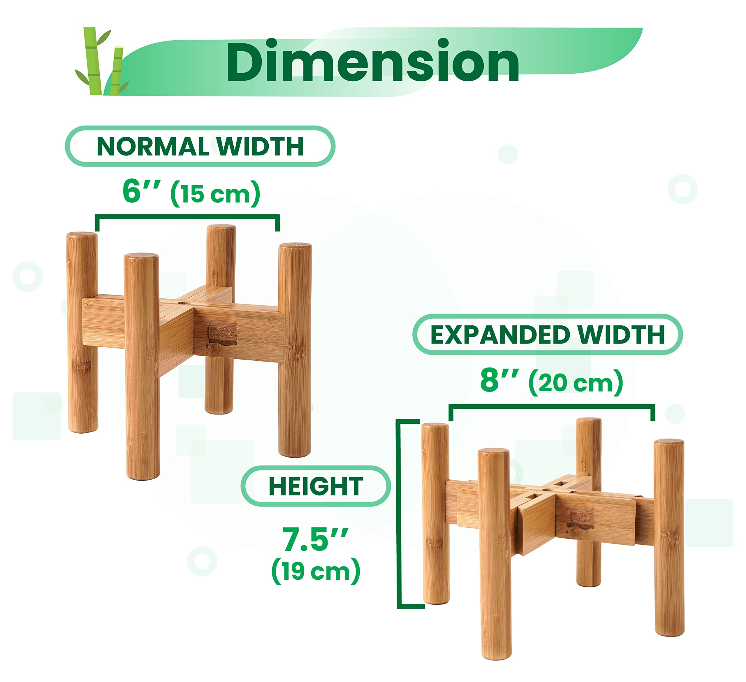 Dog Bowl Stand [Height 8-inch] - Expandable Width - Ideal for Small-Medium Breeds with Withers Heights of 12 to 16-inch, Like Be