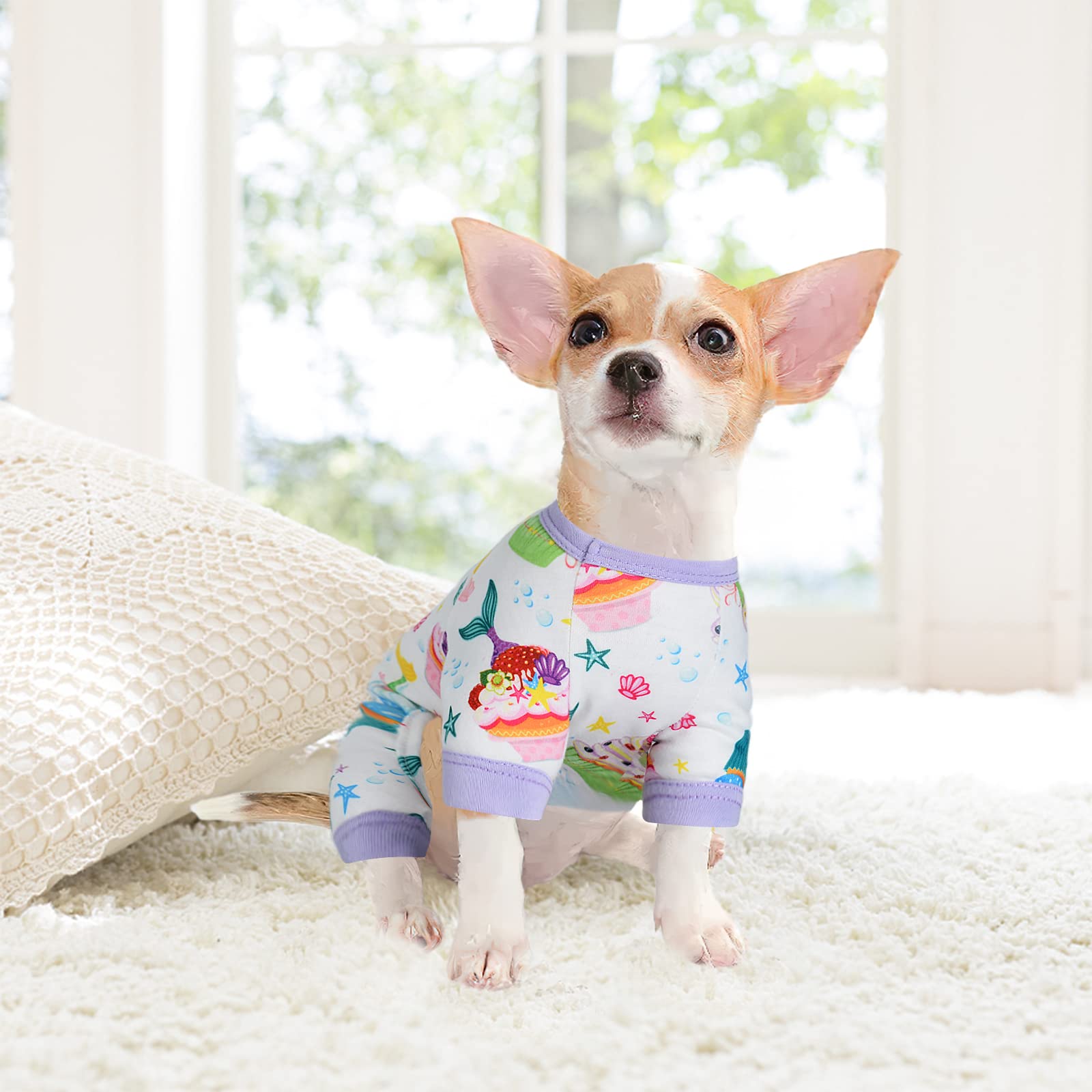 Dog Pajamas For Small Dogs Girl Boy Puppy Pjs Summer Pet Onesies For Chihuahua Yorkie Teacup Cute Soft Material Stretch Able Cat Clothes Outfit Apparel Doggy Jumpsuit (Medium, Cake)