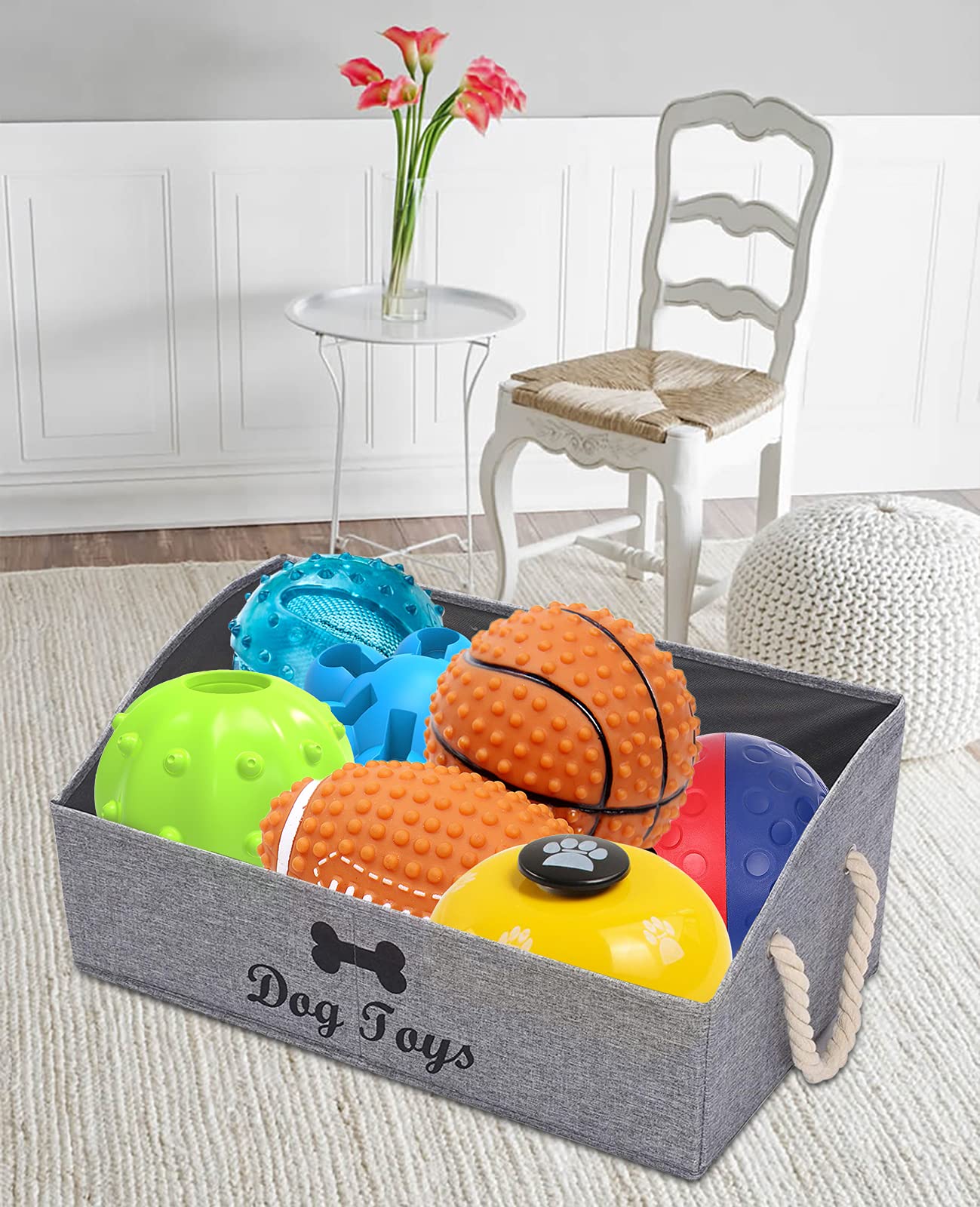Morezi Large Dog Toy Bin Puppy Shallow Toy Baskets - Perfect For Collapsible Bin For Living Room, Playroom, Closet, Home Organiz