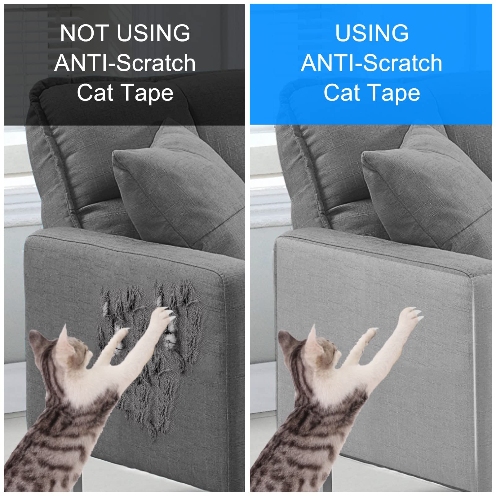 Anti-Cat Scratch Furniture Protector from Cats scratching-20-Pack Clear Sofa Guard Tape for Couches, Deterrent Pet Protection Fi