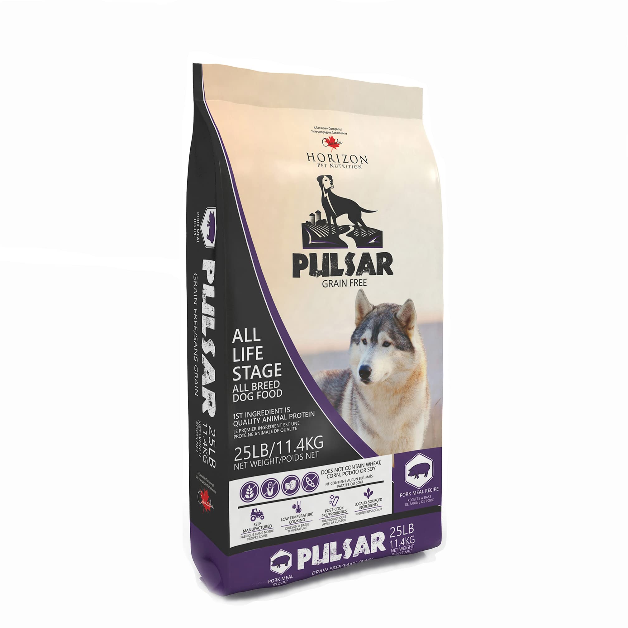 Pulsar Premium Grain Free Dog Food | Pork Formula | All Life Stage, Non GMO, Meat Dense Diet | 25 lb Bag