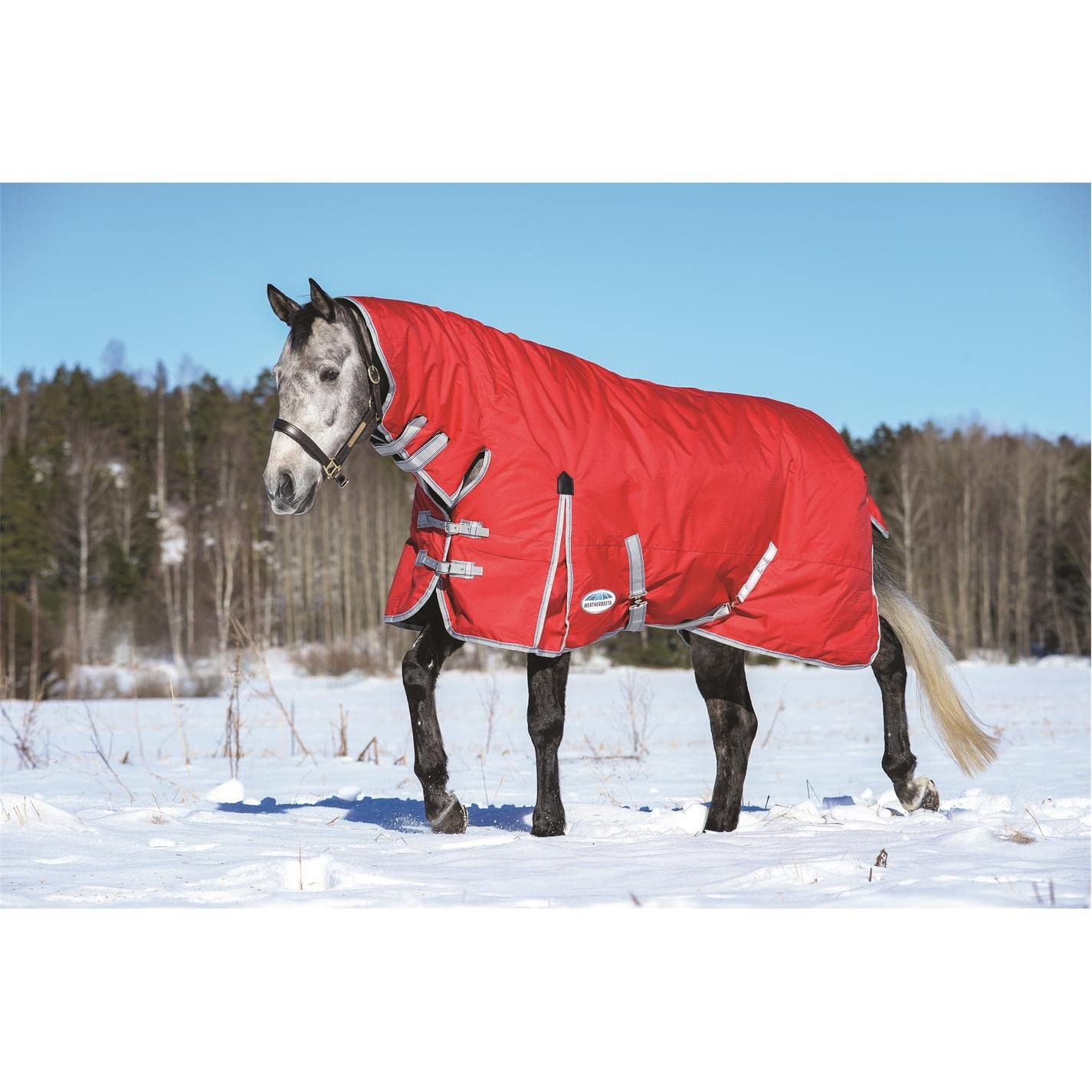 Weatherbeeta Comfitec Classic Combo Neck Medium Horse Blanket, Red/Silver/Navy, 78'