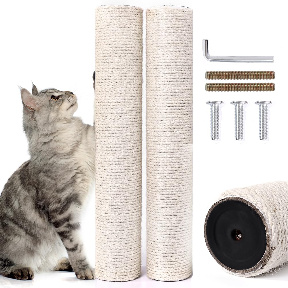 Ospnieek Cat Scratching Post Replacement With M8 Screws, 2 Pack 15.7 Natural Sisal Rope Cats Tree Scratcher Refill, Diy Hemp Scr