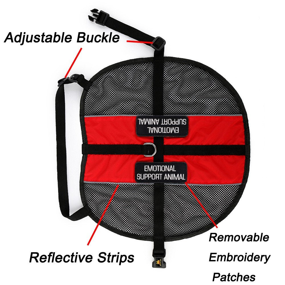 Plutus Pet Emotional Support Dog Vest With 2 Free Removable Emotional Support Animal Patches, Reflective Lightweight Cool Mesh D