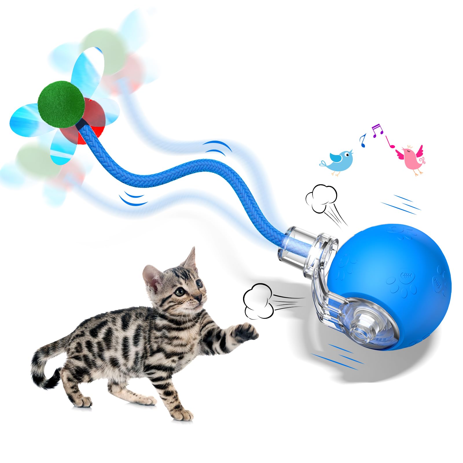 Teeche Interactive Cat Toy Ball- 2025 Smart Rolling Cat Toy With Shiny Tail, Motion Activated Boredom Relief For Indoor Cats, Us