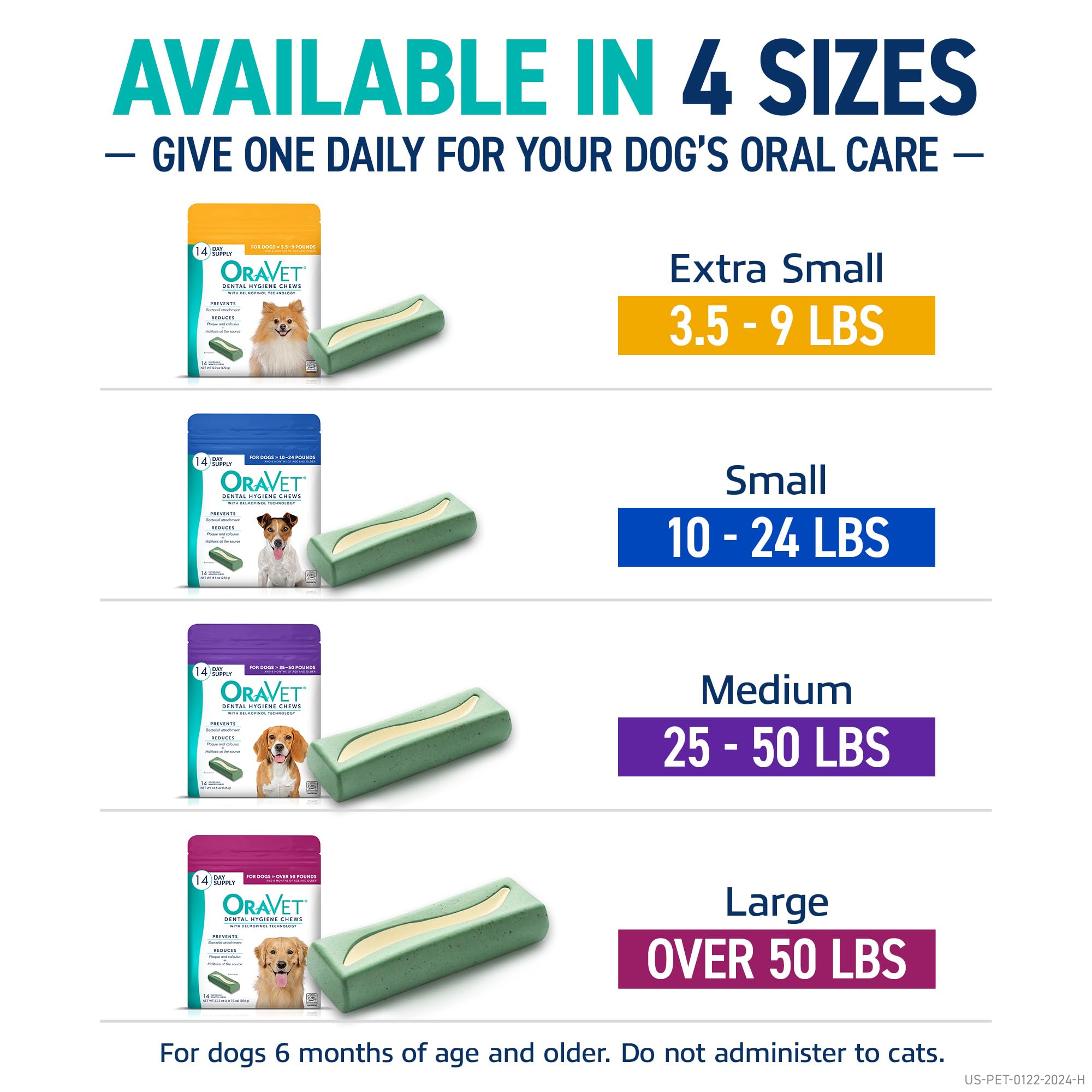 ORAVET Dental Chews for Dogs, Oral Care and Hygiene Chews (Medium Dogs, 25-50 lbs.) Purple Pouch, 30 Count