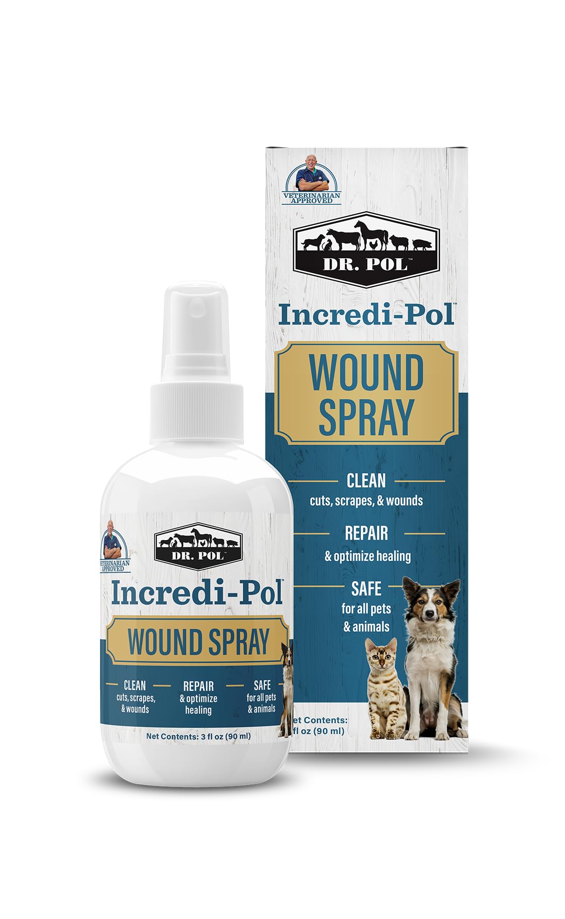 Dr. Pol Incredi-Pol Wound Spray for Dogs, Cats, Horses, and All Animals - Dog Wound Care to Clean Cuts, Scrapes, Hot Spots, and 