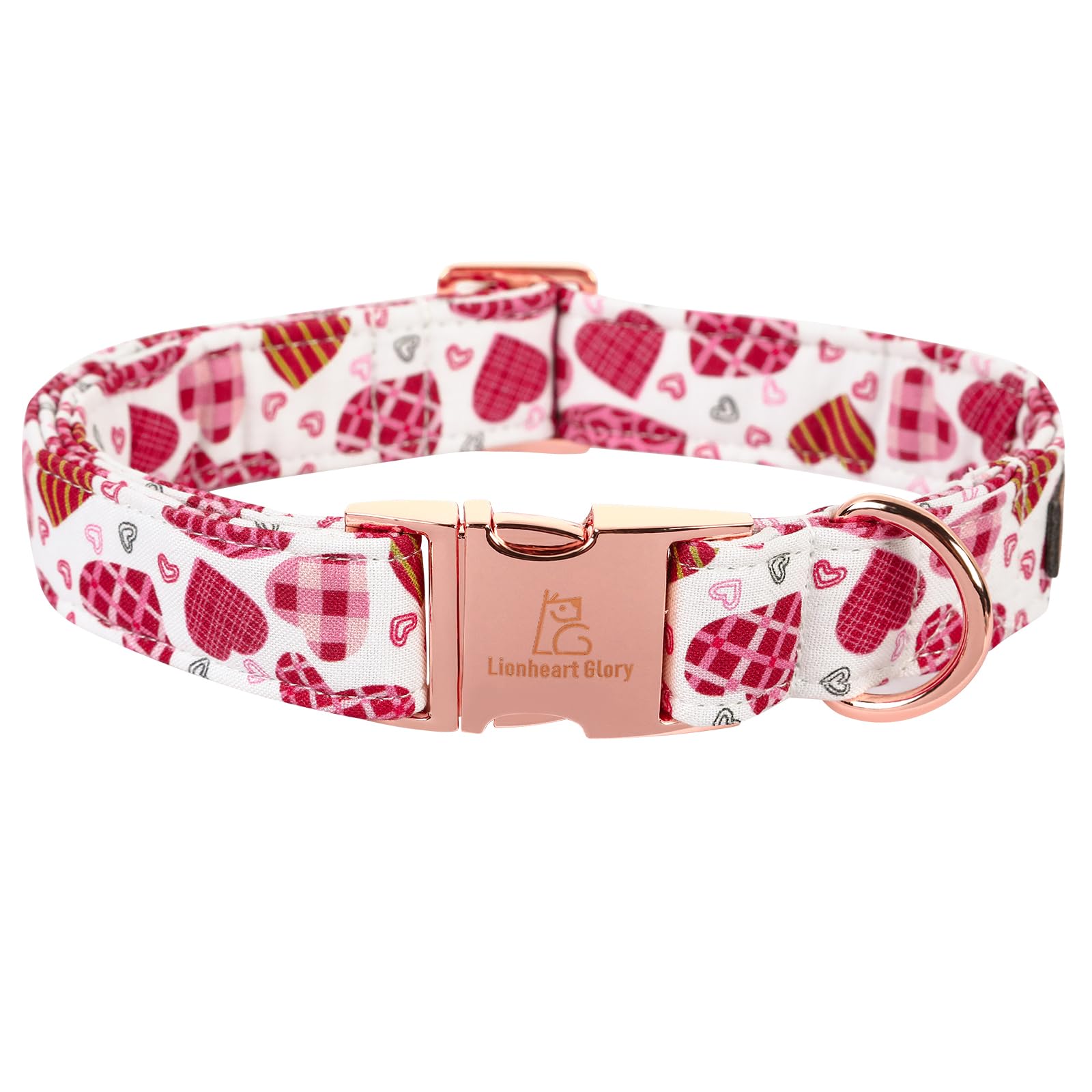 Lionheart Glory Valentine Collar, Cookie Hearts Dog Collar For Medium Cute Dog Collars Spring Female Pet Gift Adjustable Heavy-D
