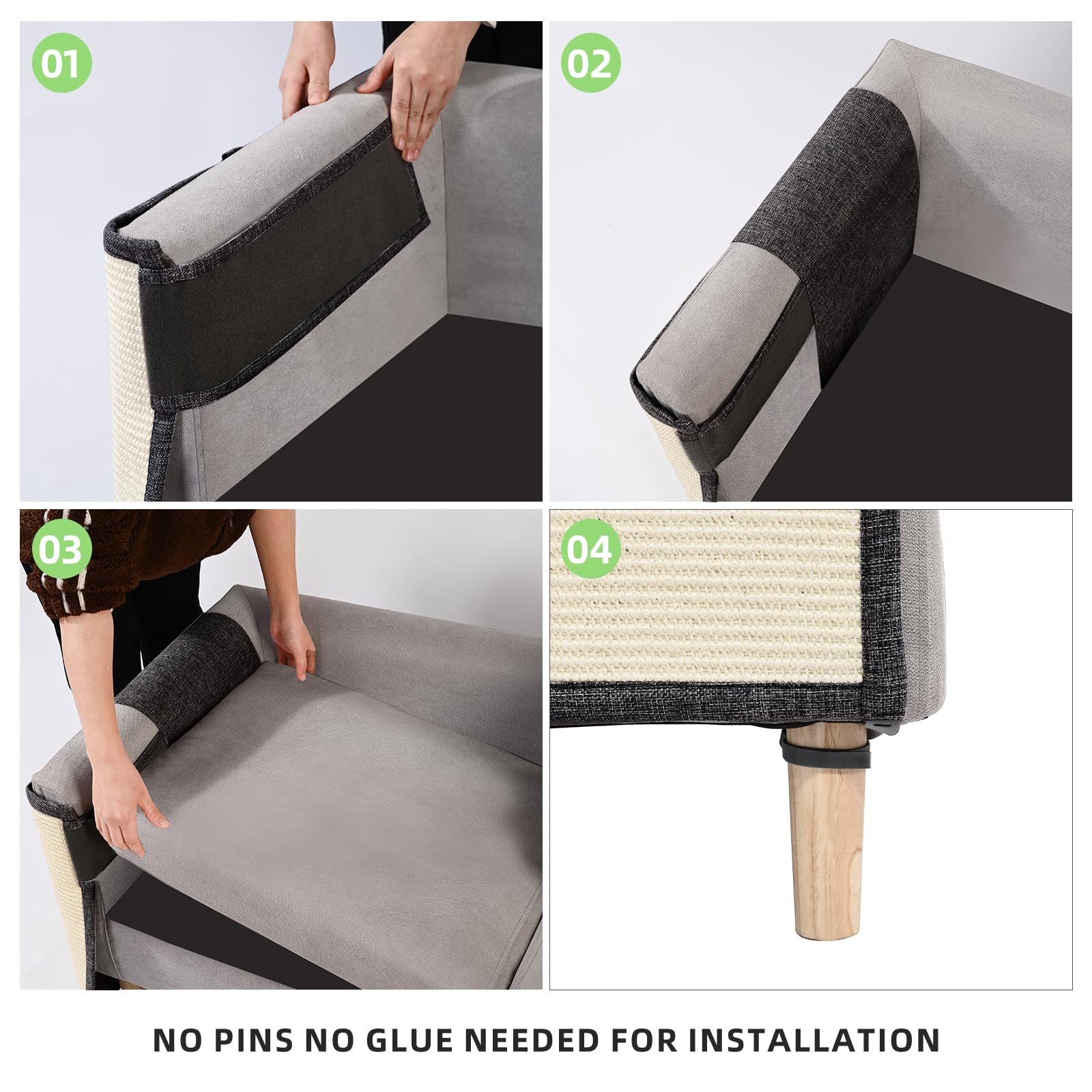 Large Size Cat Scratch Sofa Protector,27.5Inch*19.6Inch Sisal Couch Protector From Cats/Dogs Scratching For Big Arm Sofa Use (Right Hand-Large Size)