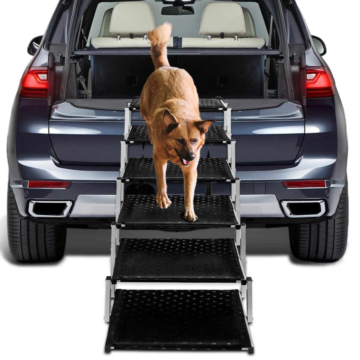 Extra Wide Stairs For Car - Foldable Dog Ramps For Large Dogs With Non-Slip Surface, Portable Steps For Cars, Suv, Truck, Suppor
