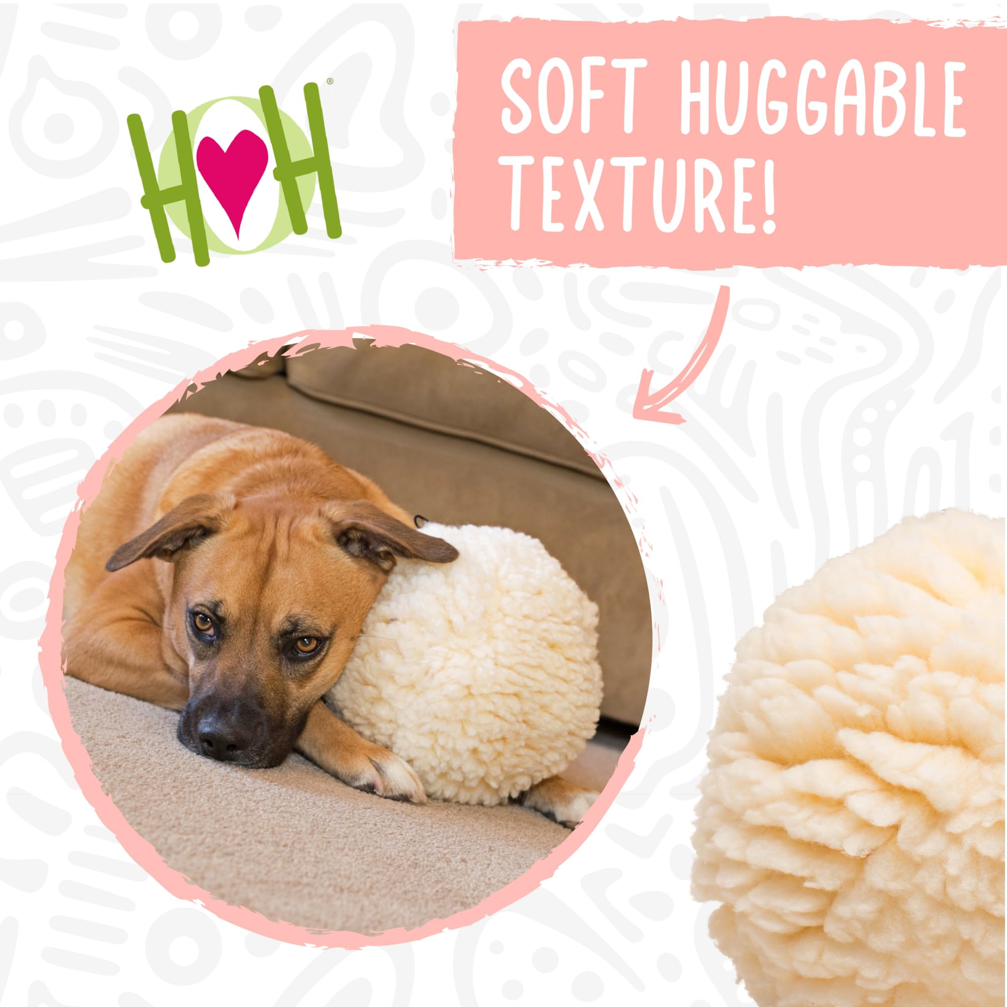 Hugglehounds Dog Toy For Aggressive Chewers - Fleece Ball Plush Dog Toy For Large Dog - Soft Yet Durable Stuffed Dog Balls - Best Squeaky Puppy Toy For All Breeds | Fluffy Hugglefleece Chew Toy, Large