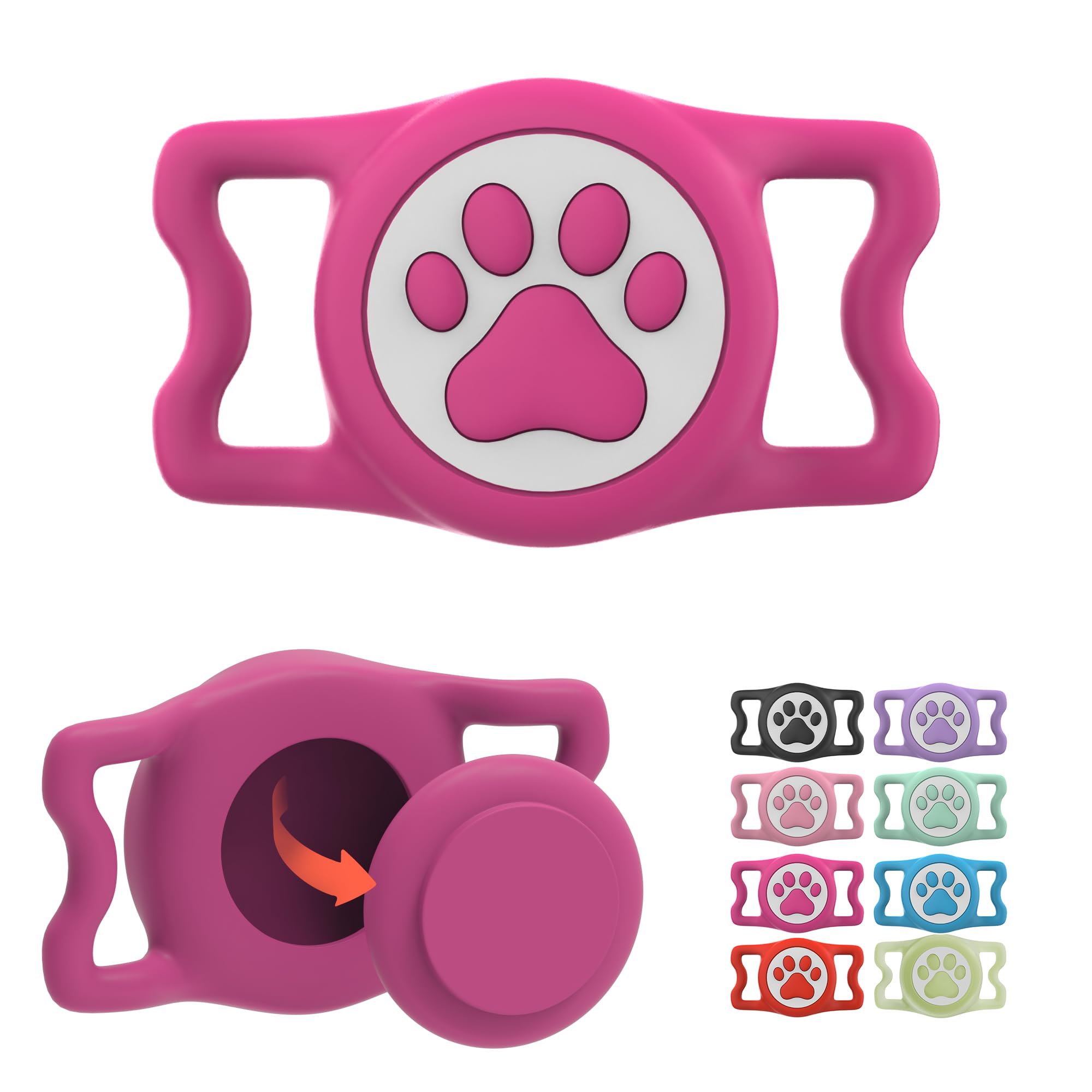 Ilfindyou Waterproof Airtag Dog Collar Holder For Apple Air Tag, Silicone Dog Airtag Holder For Dogs & Cat Collars(Rose Red)