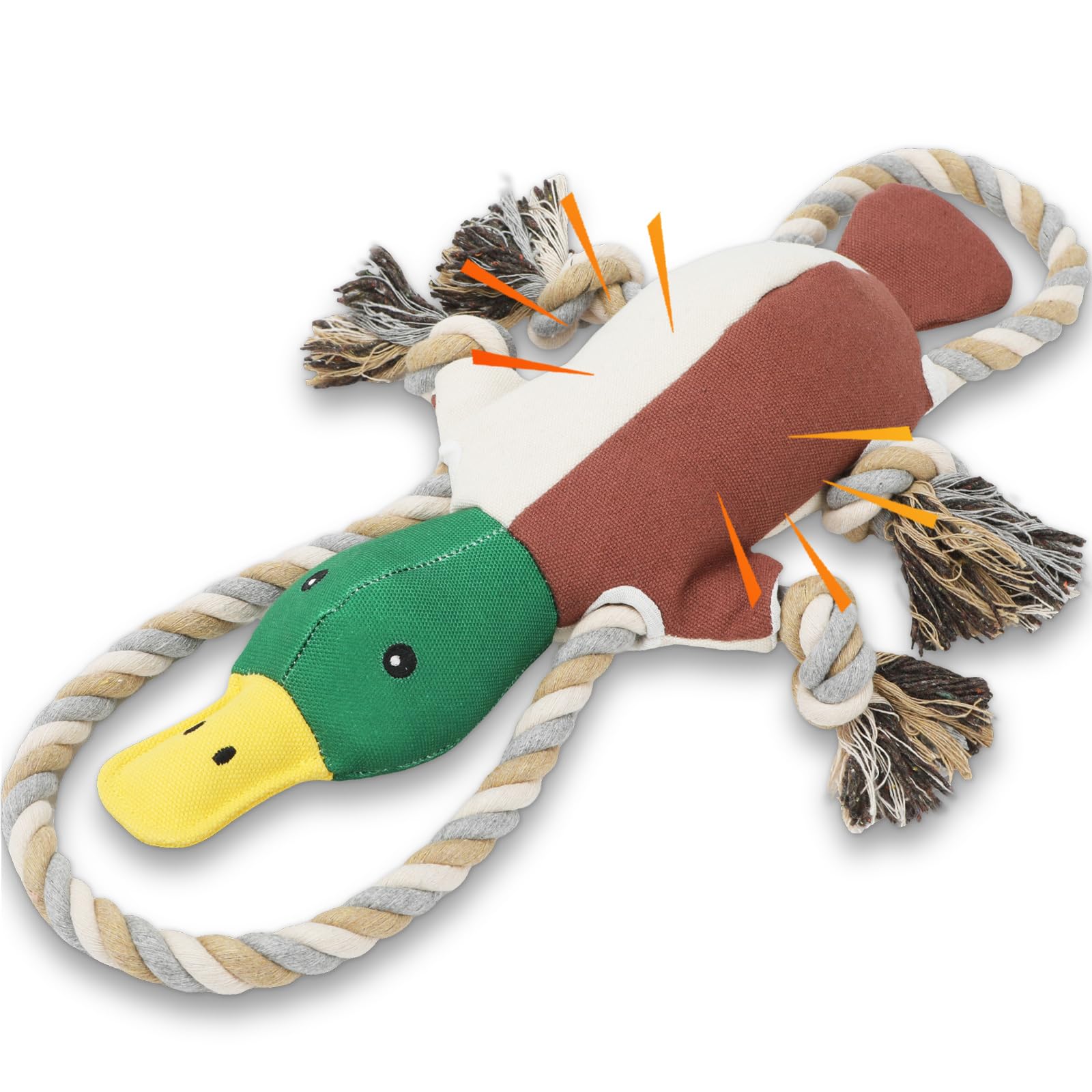 Lesmeet Upgraded Duck Dog Toys For Aggressive Chewers Puppy Toys With Crinkle Paper And Squeaker, Interactive Tug Of War Dog Toy