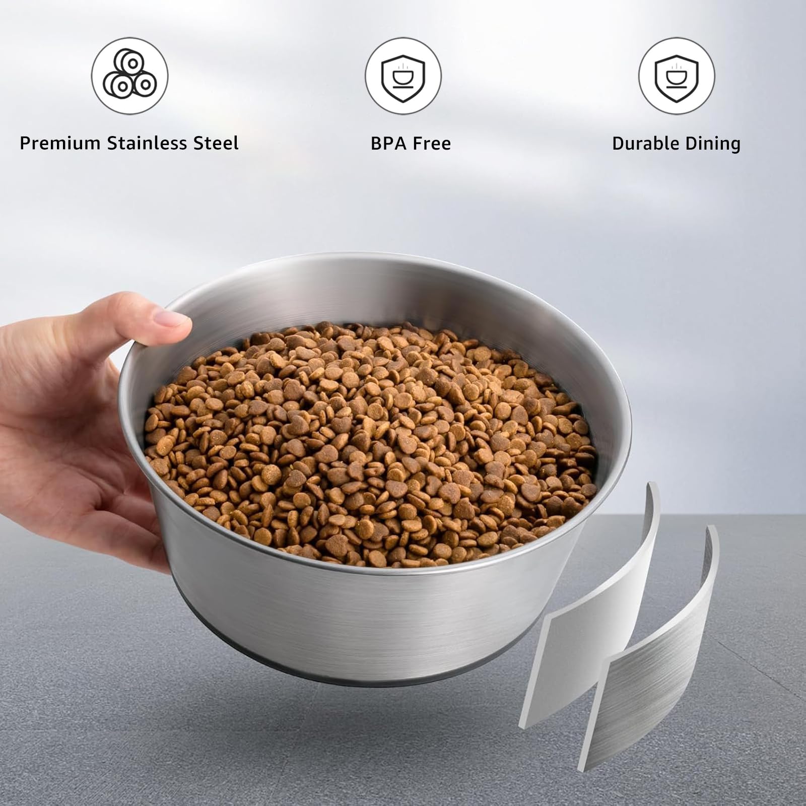 YINGFAN Stainless Steel Dog Bowls, 2 Pack Metal Dog Bowls with Non-Slip Rubber Base, Durable Food and Water Bowl for Small, Pupp