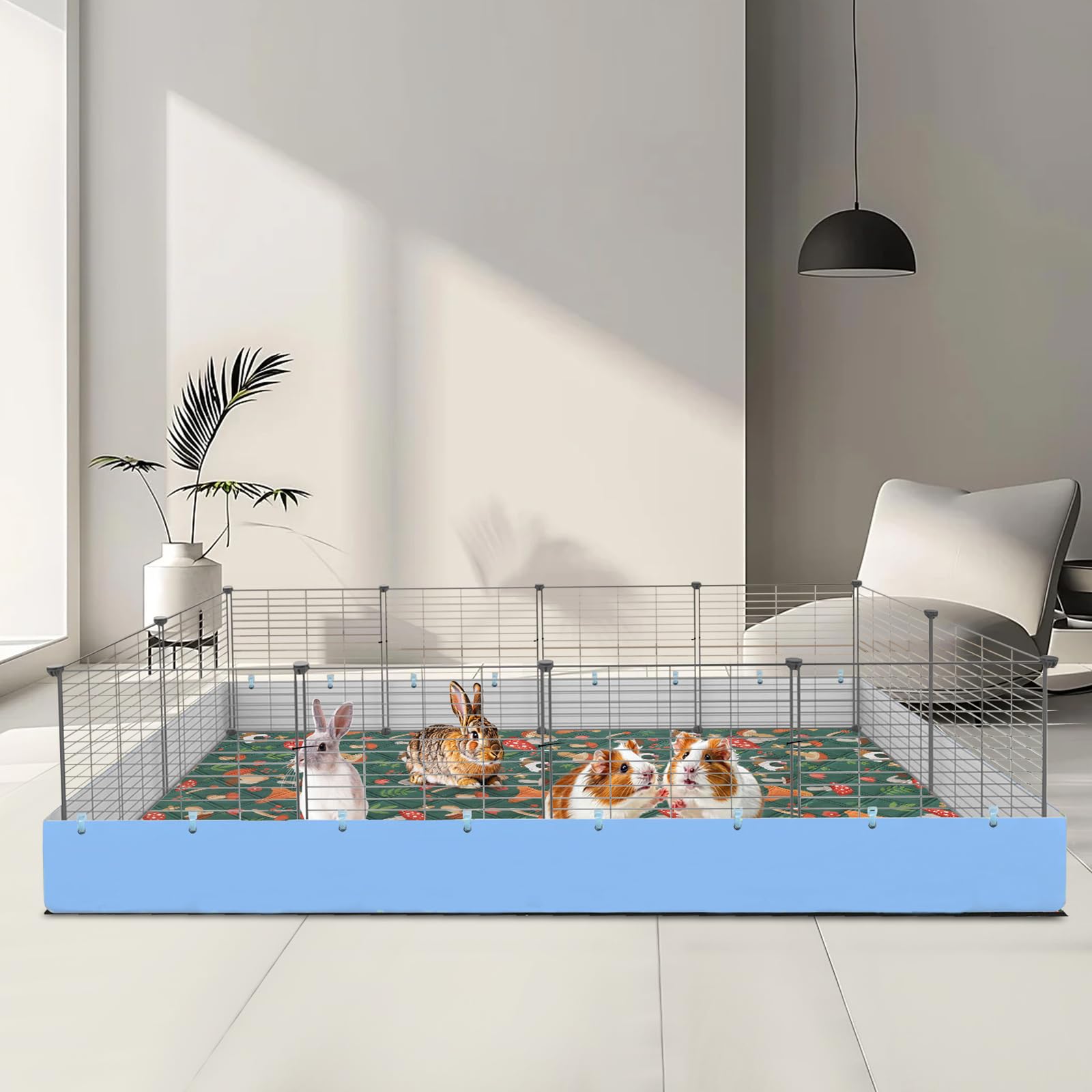 Mechpia 2 Pack Guinea Pig Cage Liners - Washable 47''X24'' Bedding Pee Pad, Super Absorbent, Waterproof & Anti-Slip Reusable Mat