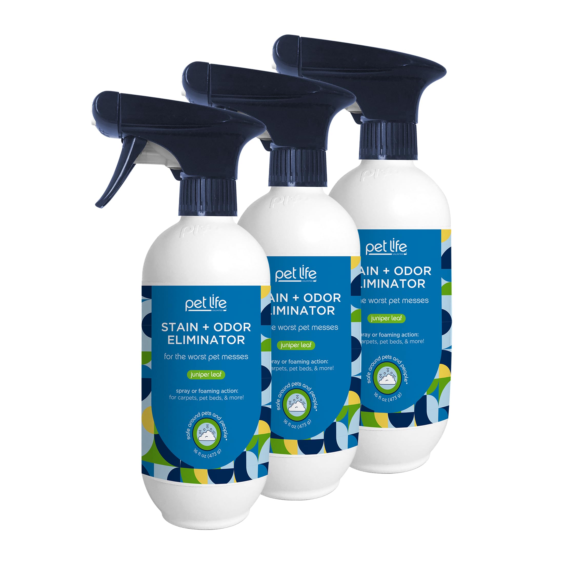 Pet Life Unlimited Foaming Stain + Odor Eliminator Spray Cleaner - Plant-Based Stain Removal - Two-Way Spray Applicator - Natura