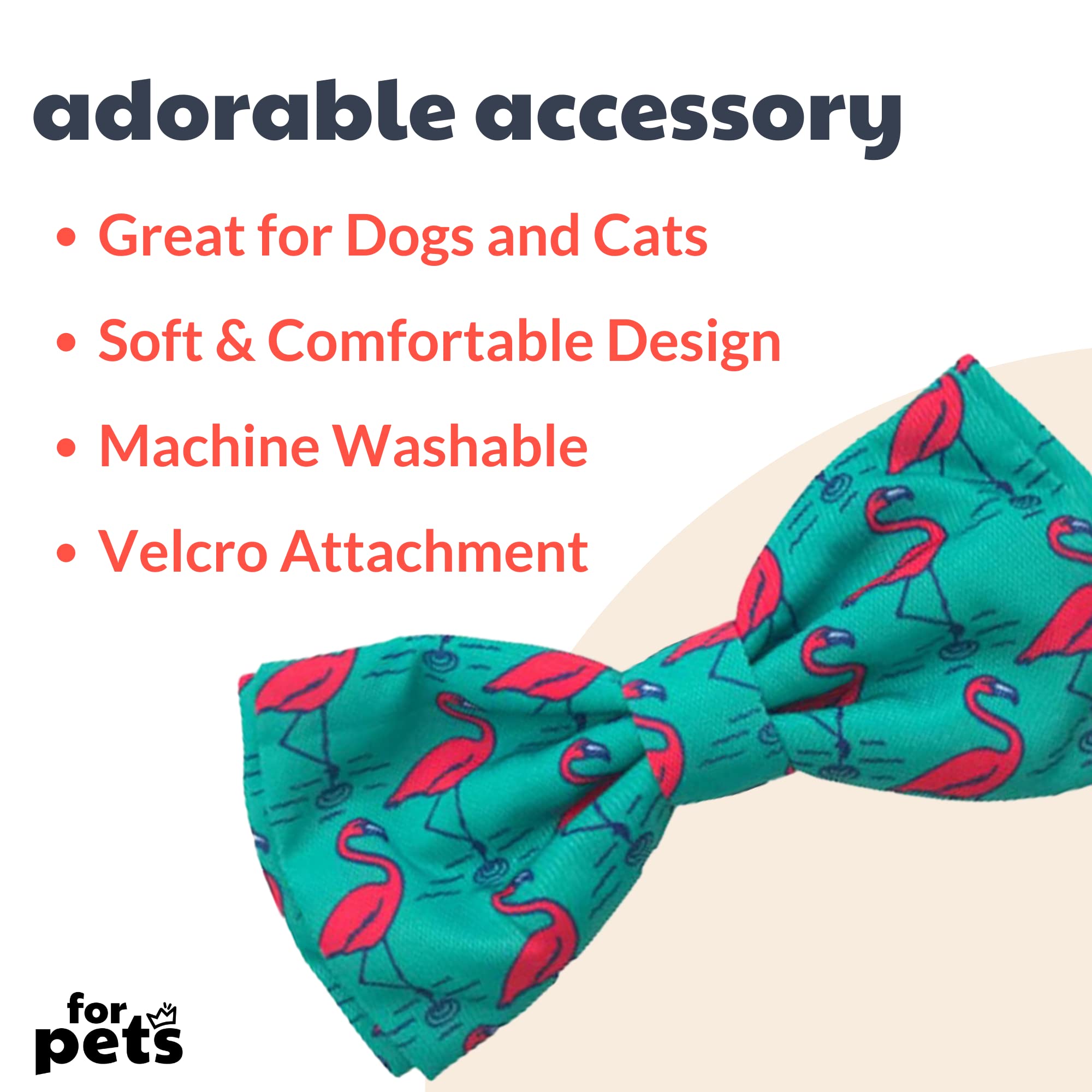 Huxley & Kent Bow Tie For Pets - Flamingo (Large) - Bow Tie Collar Attachment - Dog & Cat Fun Bow Ties - H&K