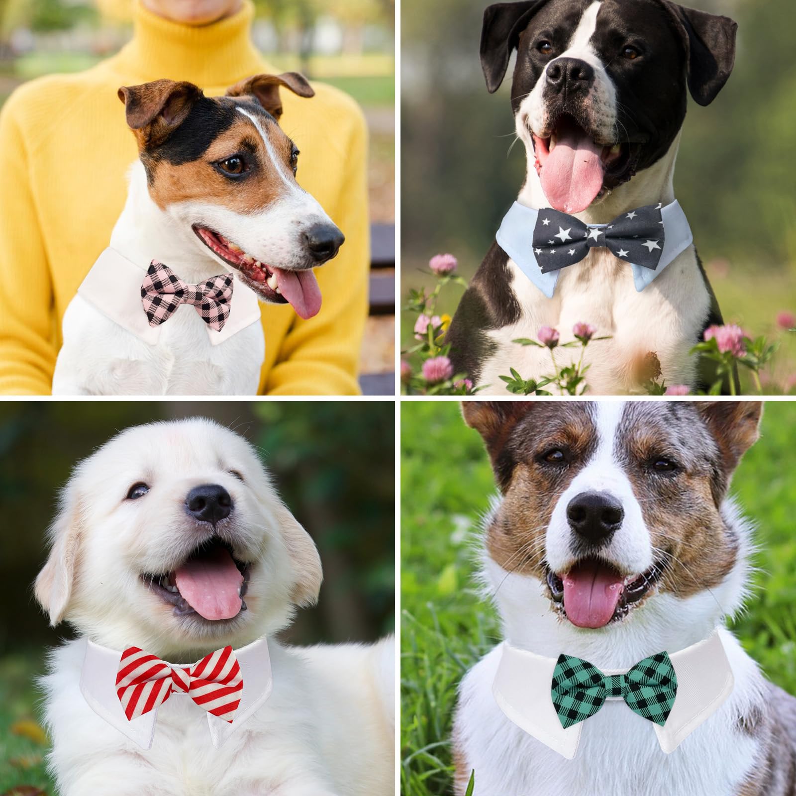Bow Ties For Dogs, Koolmox 8Pcs Adjustable Tux Dog Collar With Dog Bowtie, Tuxedo For Dogs,White Dog Collar For Large Dogs Weddi