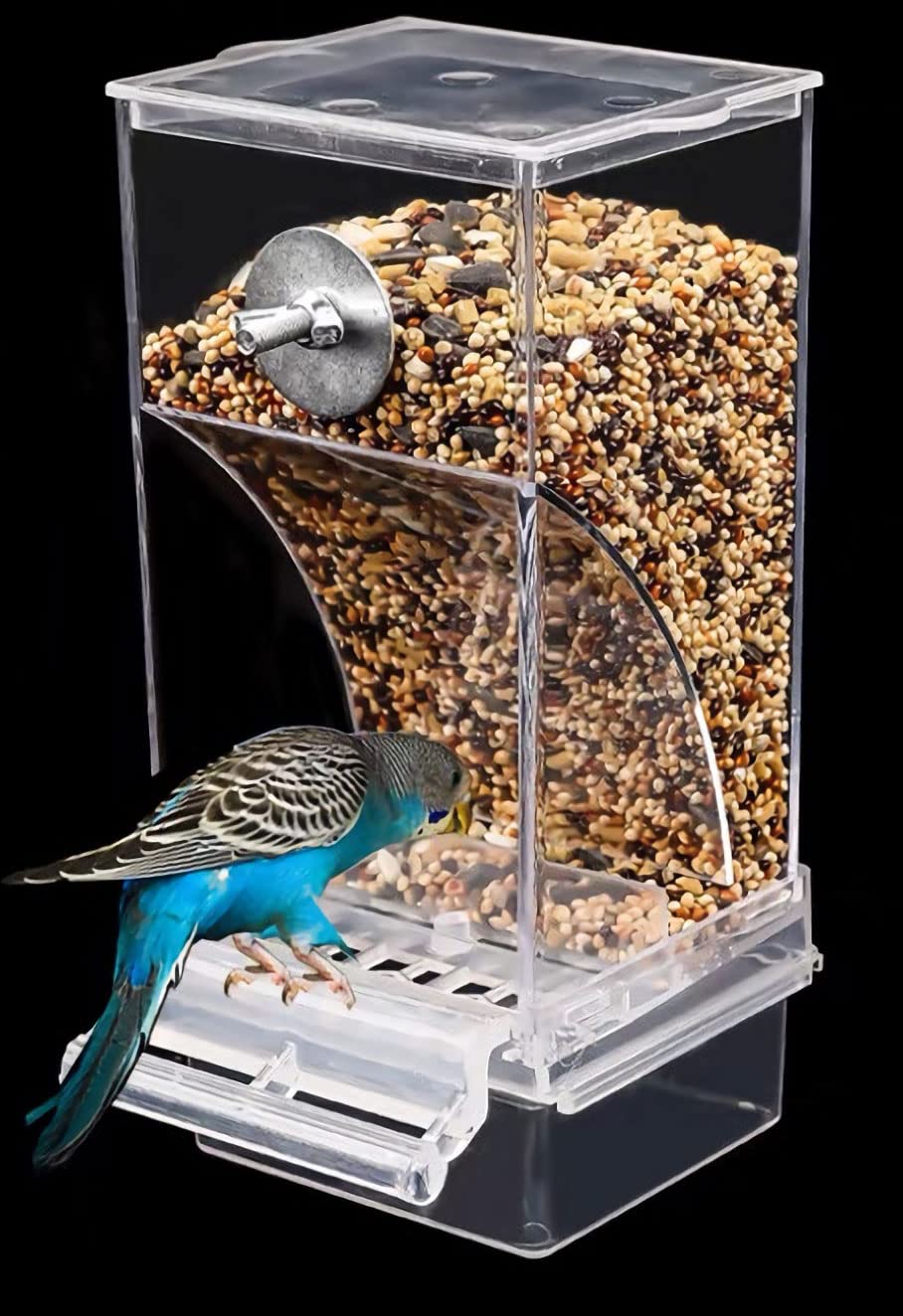 Automatic Bird Feeder,No Mess Bird Feeder,Bird Cage Feeder Bird Cage Accessories for Parakeet Canary Cockatiel Finch (Transparen