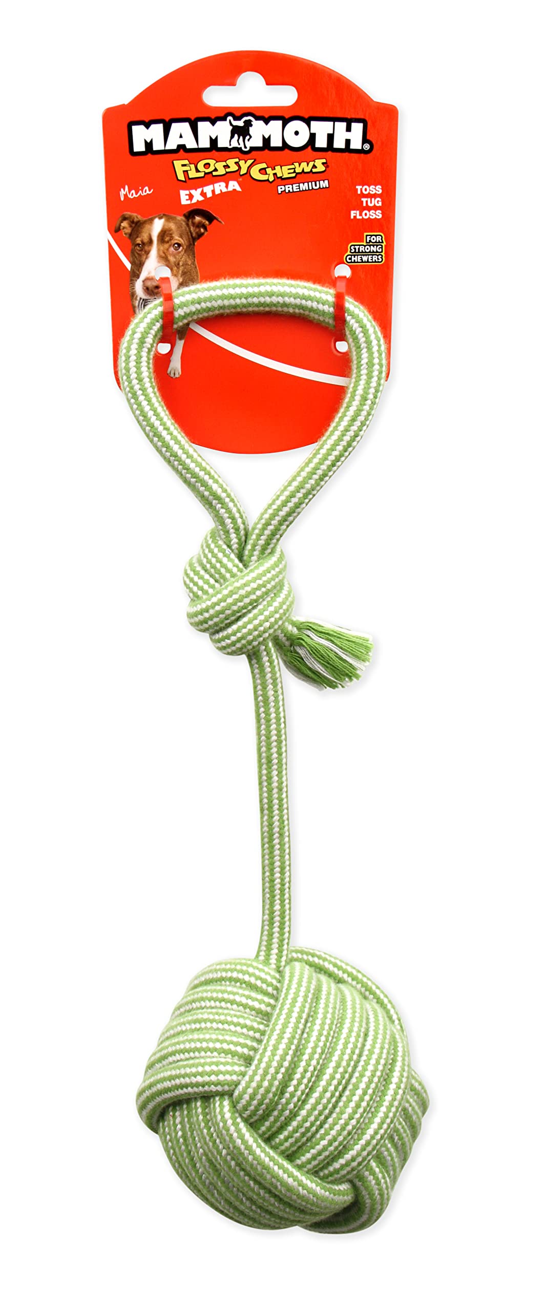 Mammoth Pet Products 43725196: Extra Flossy Chew Monkey Fist Tug W/Loop Handle Dog Toy, 14In