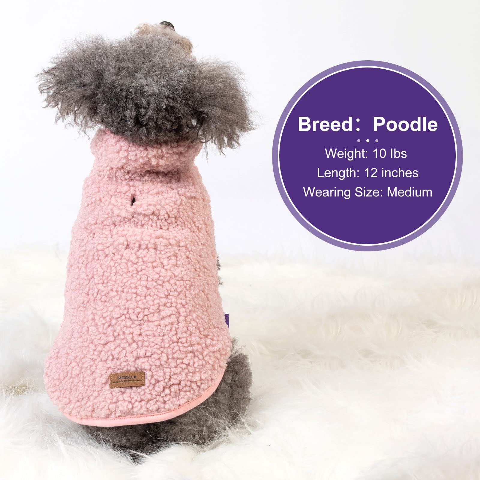 Cyeollo Dog Coat Sherpa Fleece Reversible Jacket Turtleneck Sweater Vest Thick Dog Jackets For Winter Warm Clothes Cold Weather Coats For Small Dogs Pink Apparel