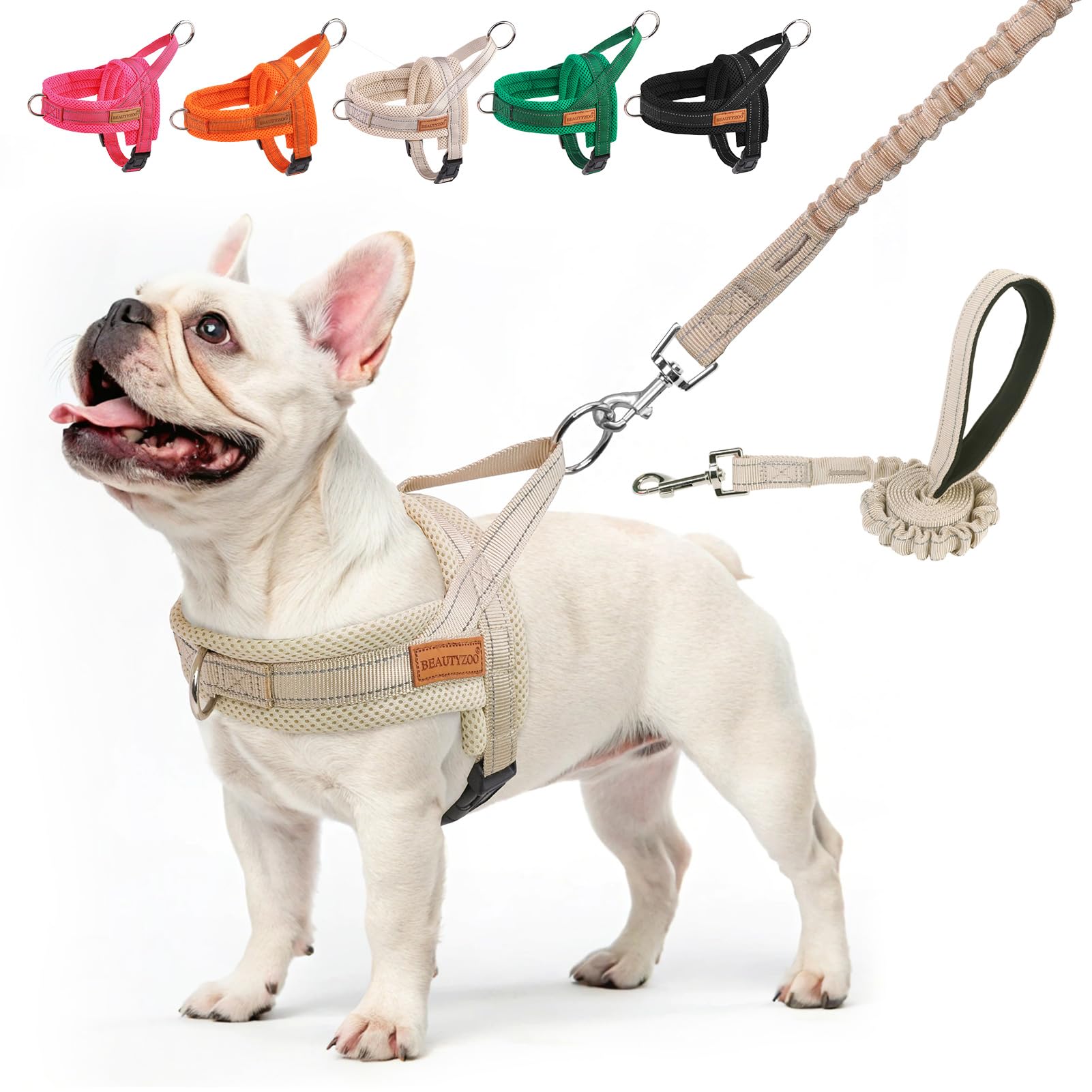 Beautyzoo Dog Harness No Pull, Quick Fit Dog Harness And Leash Set, Escape Proof Vest Harness With Soft Handle, Reflective Breat