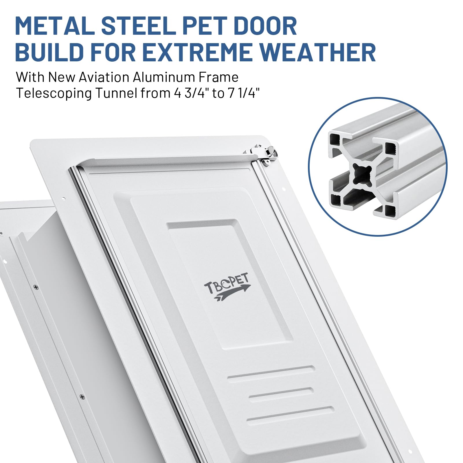 Pet Door For Wall With Secure Aluminum Lock, Steel Frame And Telescoping Tunnel, Double Silicone Flaps Dog Doggy Door And Cat Do