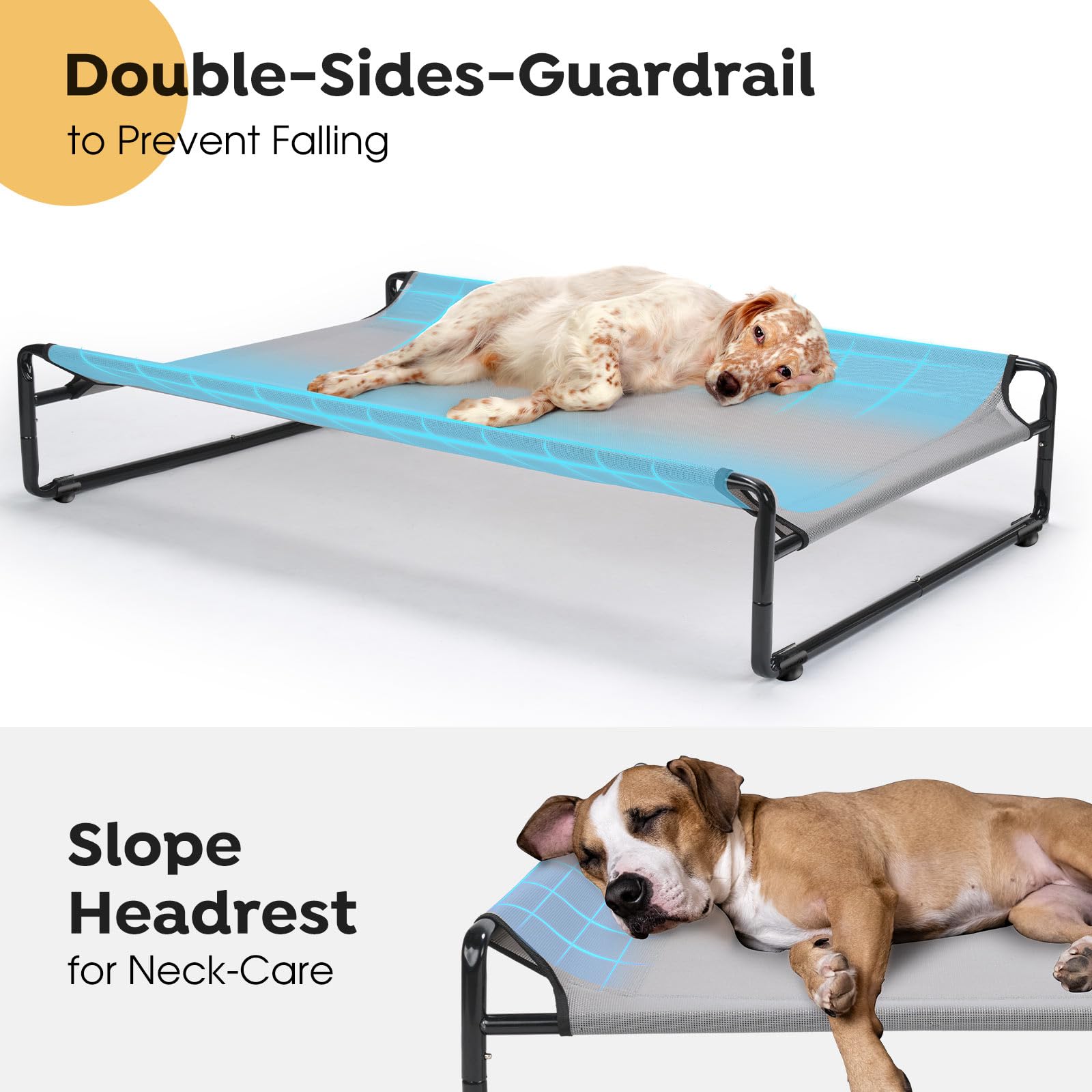 Veehoo Original Cooling Elevated Dog Bed, Outdoor Raised Dog Cots Bed For Large Dogs, Portable Standing Pet Bed With Washable Breathable Mesh, No-Slip Feet For Indoor Outdoor, Large, Grey, Cwc2201