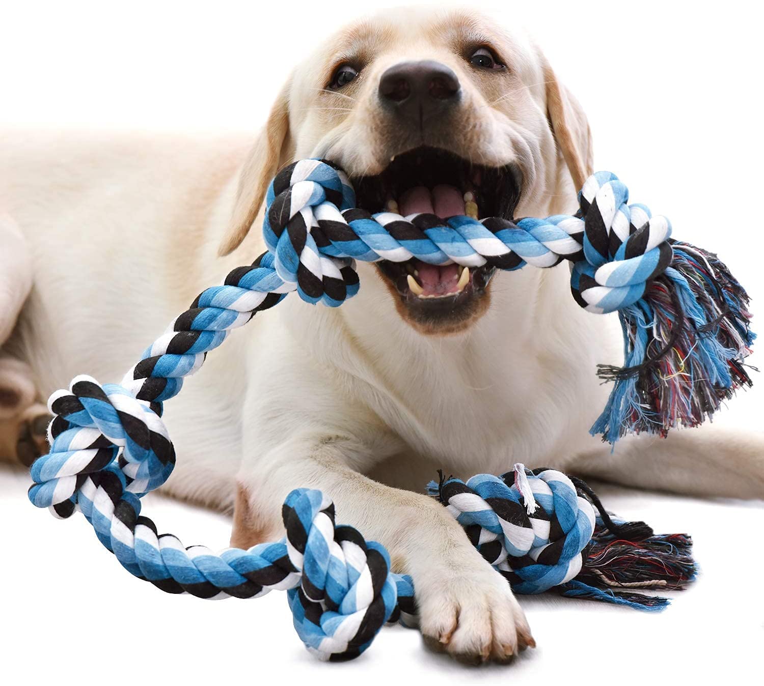 Petyantra Cotton Rope Dog Chew Toy Tough Tug Of War Large Dog Toys With Knots For Medium To Adult Big Dogs Long  Extra Durable 