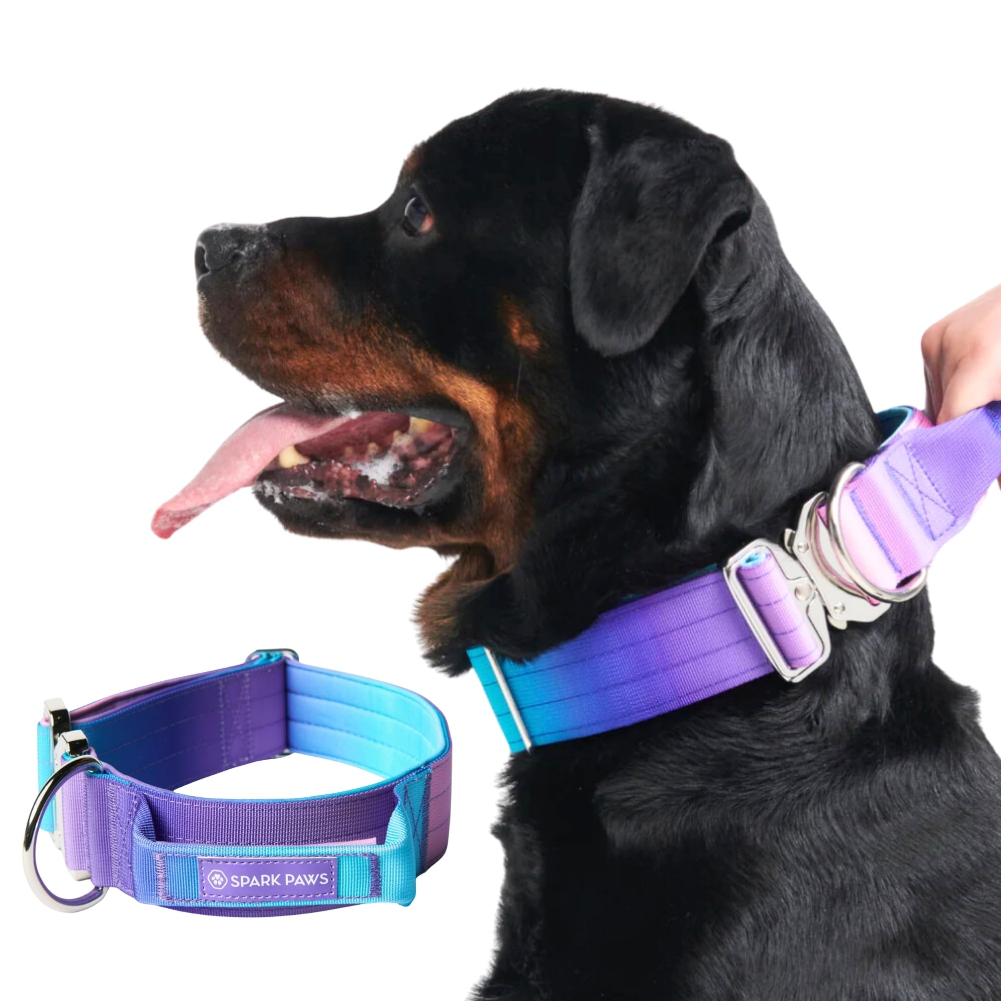 Spark Paws Tactical Dog Collar - Heavy Duty, Premium Quality, Thick And Durable For Large And Medium Dogs - 90S Retro - L - 1.5'