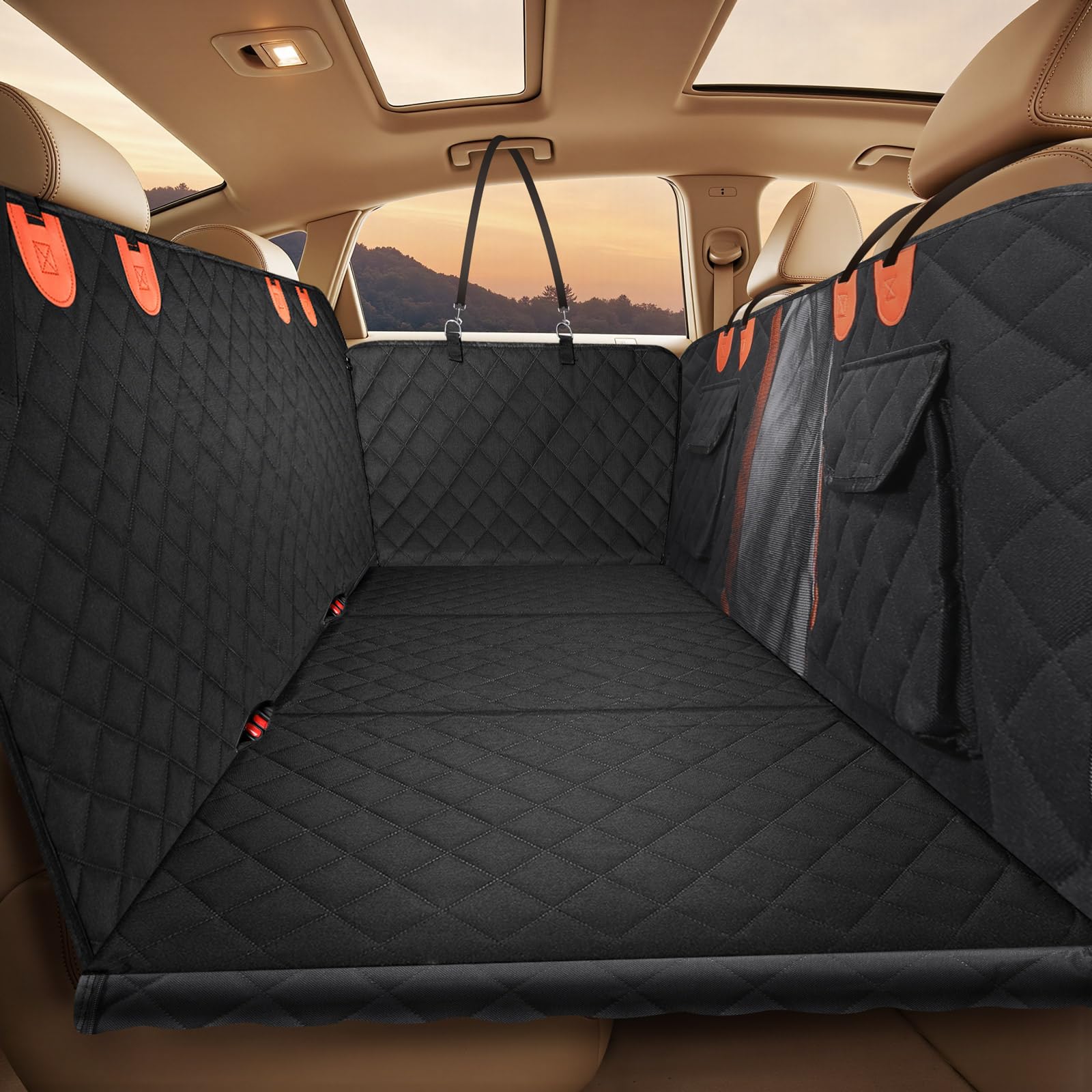 Gimars Holds 400Lbs Hard Bottom Back Seat Extender For Dogs, 62X52' Waterproof Dog Car Seat Cover For Back Seat, Back Seat Pet 