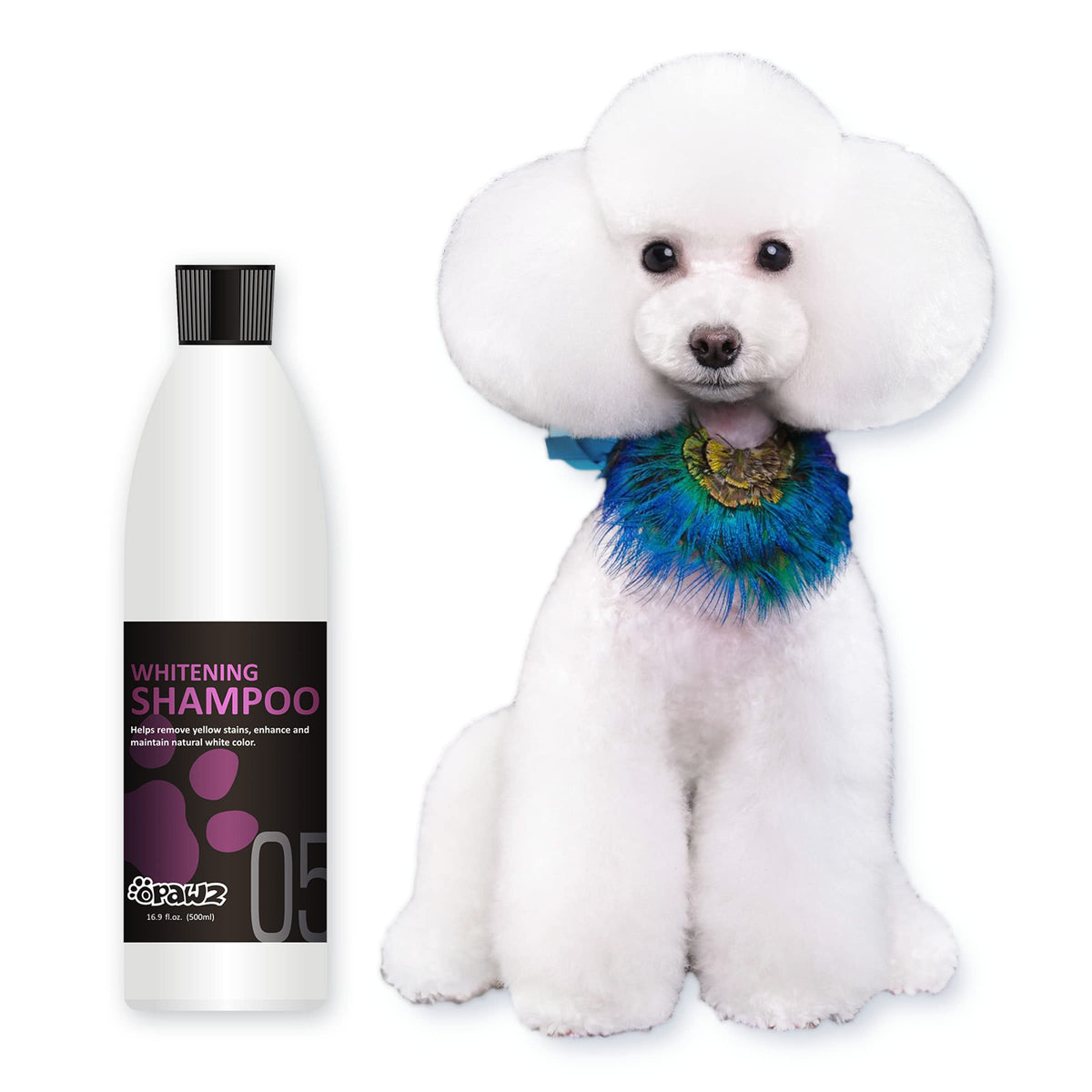 Opawz Whitening Purple Shampoo For Dog And Cat, Safely Remove Yellow Stains, With No Bleach, Peroxide And Sulfate, Professional Groomers Recommended Product, 16.9 Oz