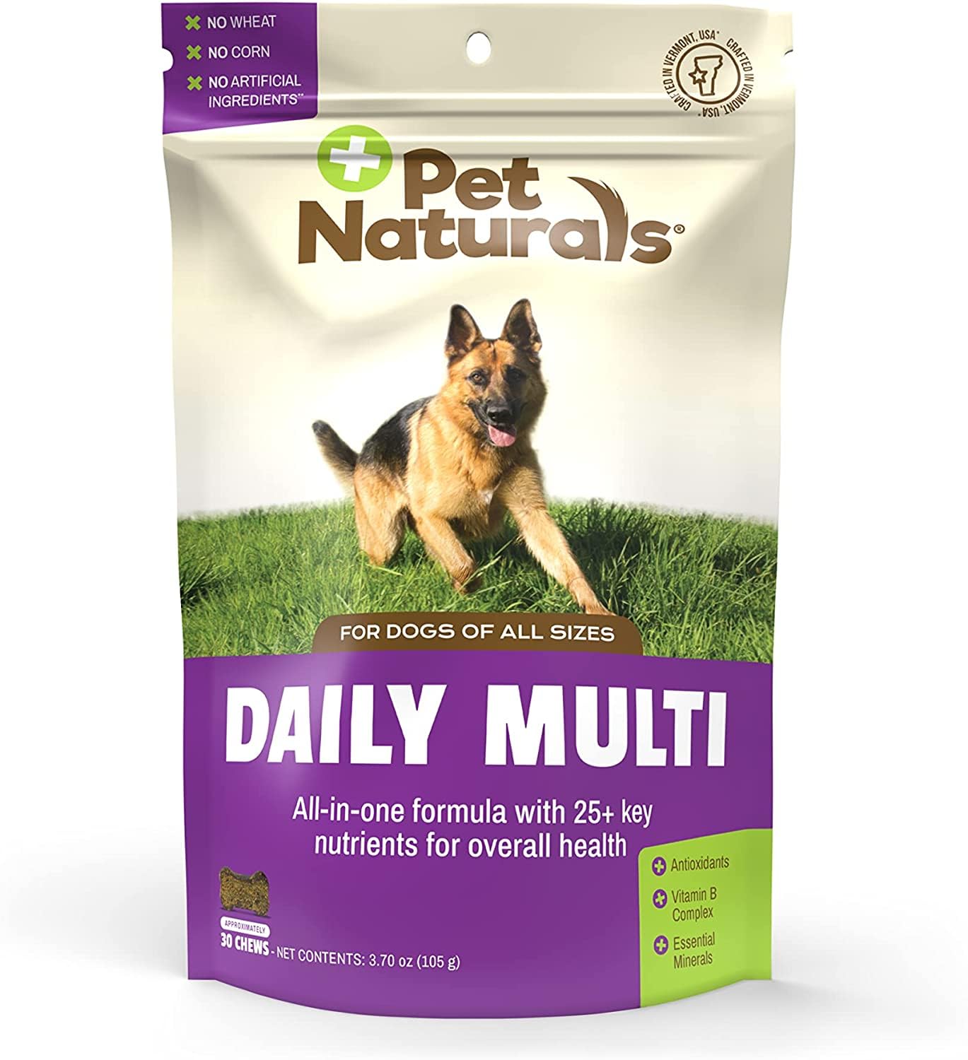 Pet Naturals Daily Multivitamin for Dogs, Veggie Flavor, 30 Chews - Yummy Chews with Amino Acids, and Antioxidants - Supports En
