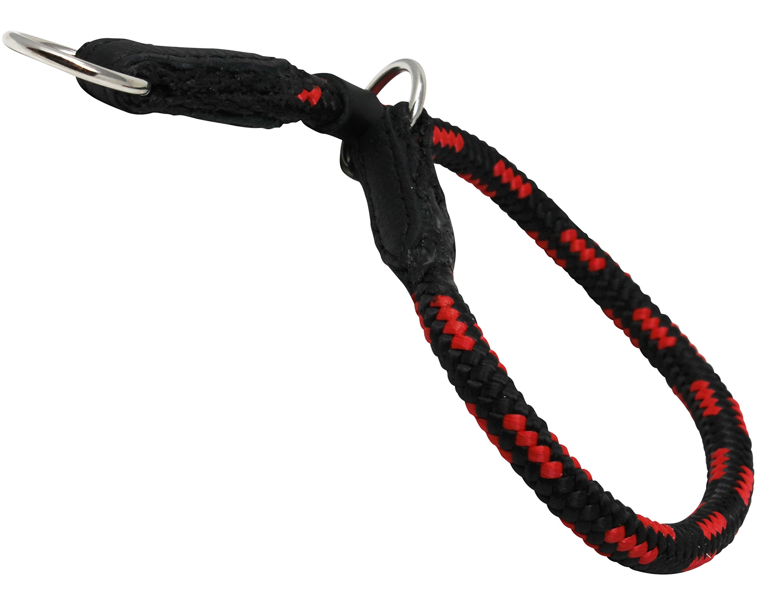 Dogs My Love Round Braided Rope Nylon Choke Dog Collar With Sliding Stopper (16' Long; 0.3' Diam (8Mm), Red/Black)