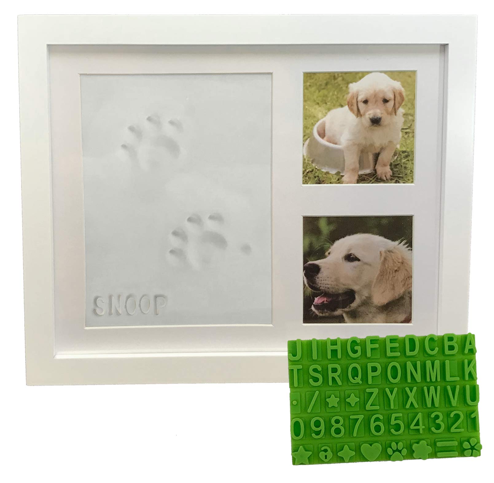 Ultimate Dog Or Cat Pet Pawprint Keepsake Kit & Picture Frame - Premium Wooden Photo Frame, Clay Mold For Paw Print & Bonus Sten