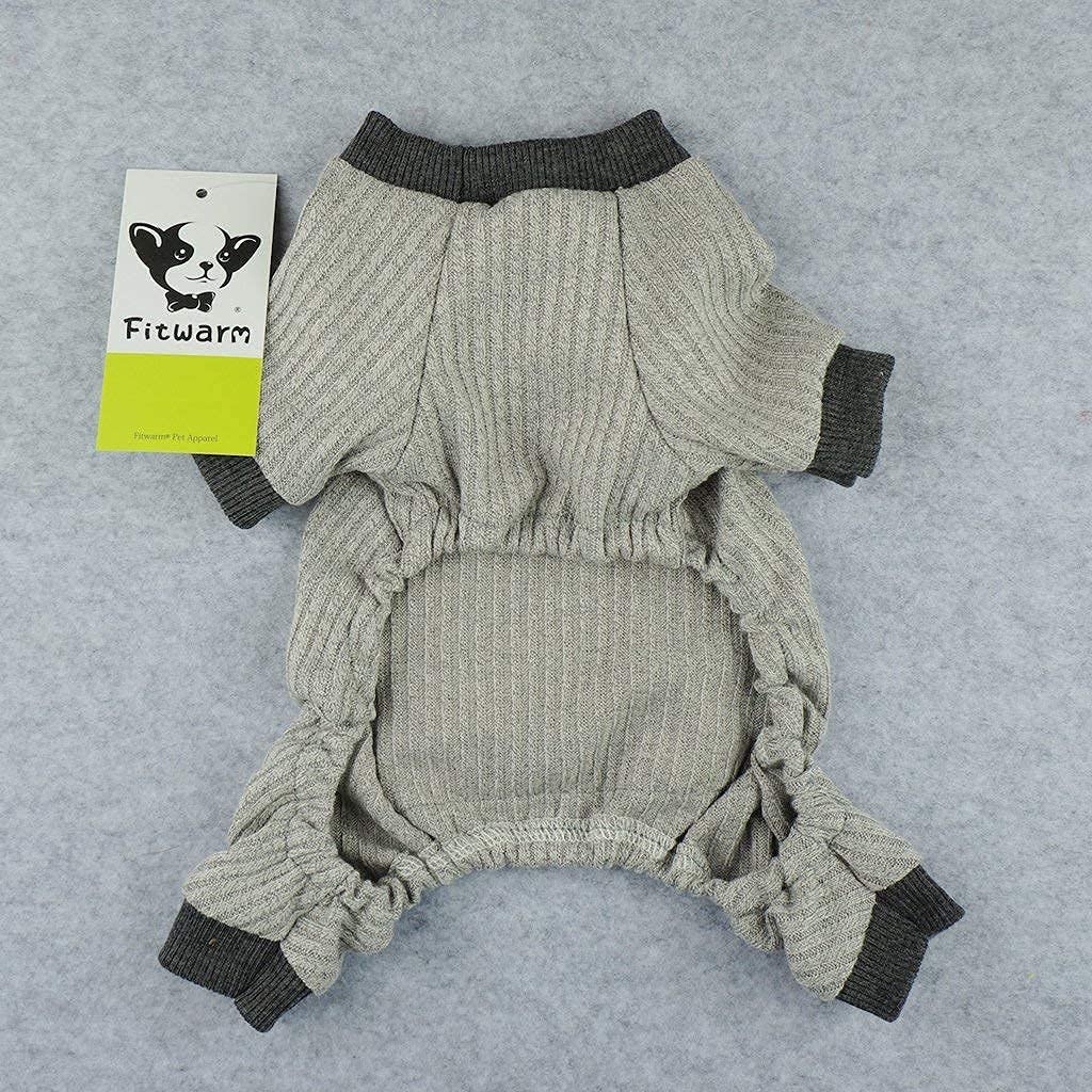 Fitwarm Lightweight Knitted Comfy Pet Clothes For Dog Pajamas Pjs Coat Jumpsuit Grey Xs