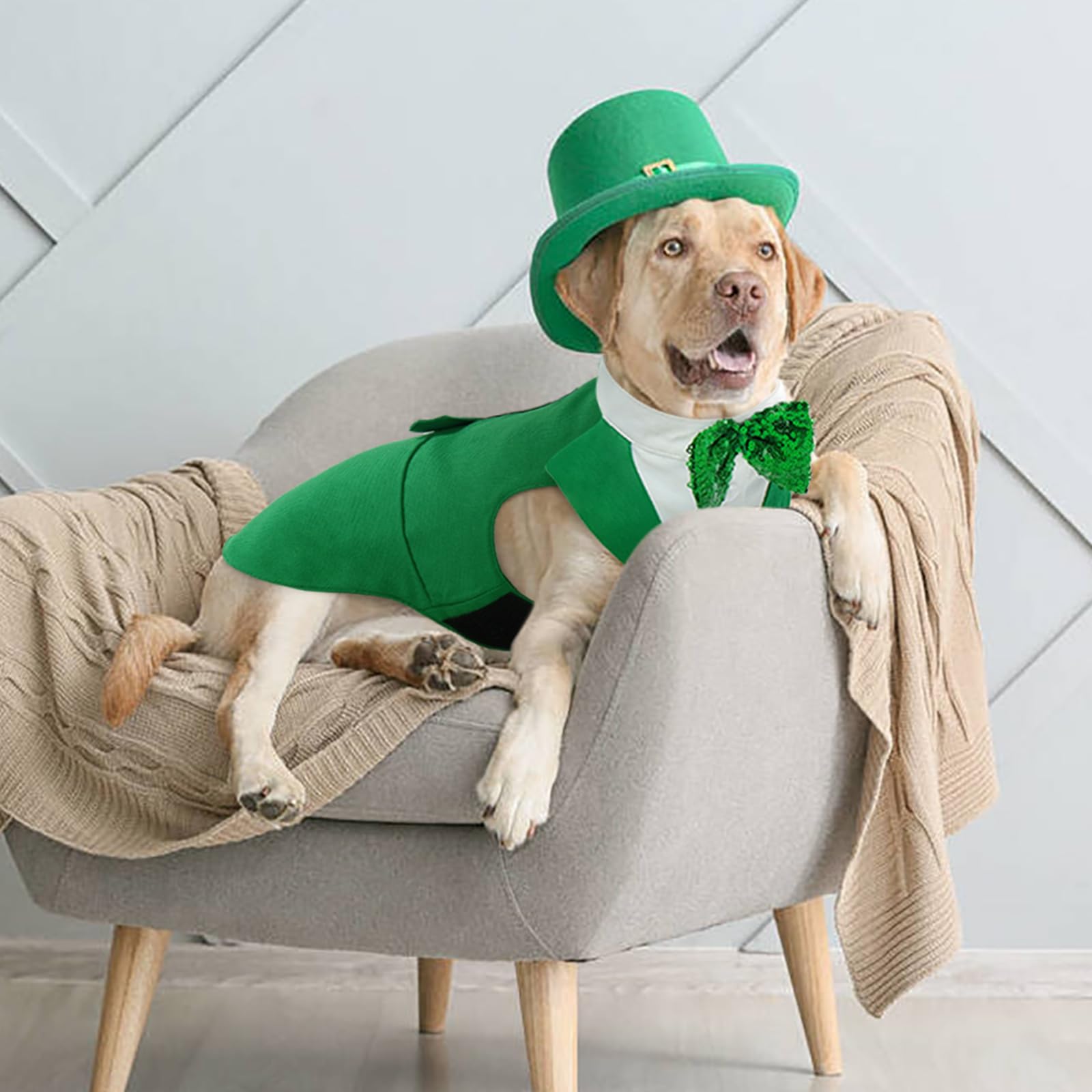 Kuoser St. Patrick'S Day Dog Tuxedo Dog Suit And Bandana Set, Dog Wedding Party Suits, Dog Prince Wedding Bow Tie Shirt Formal D