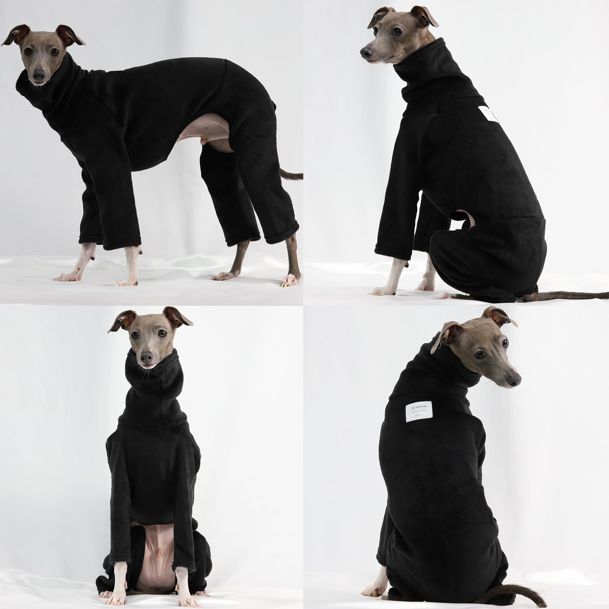 D Doggy Star Italian Greyhound Clothes Sweater Fleece Basic Onesie Whippet For Dog Turtleneck Outfits Coat (Xl,Flce Purple)