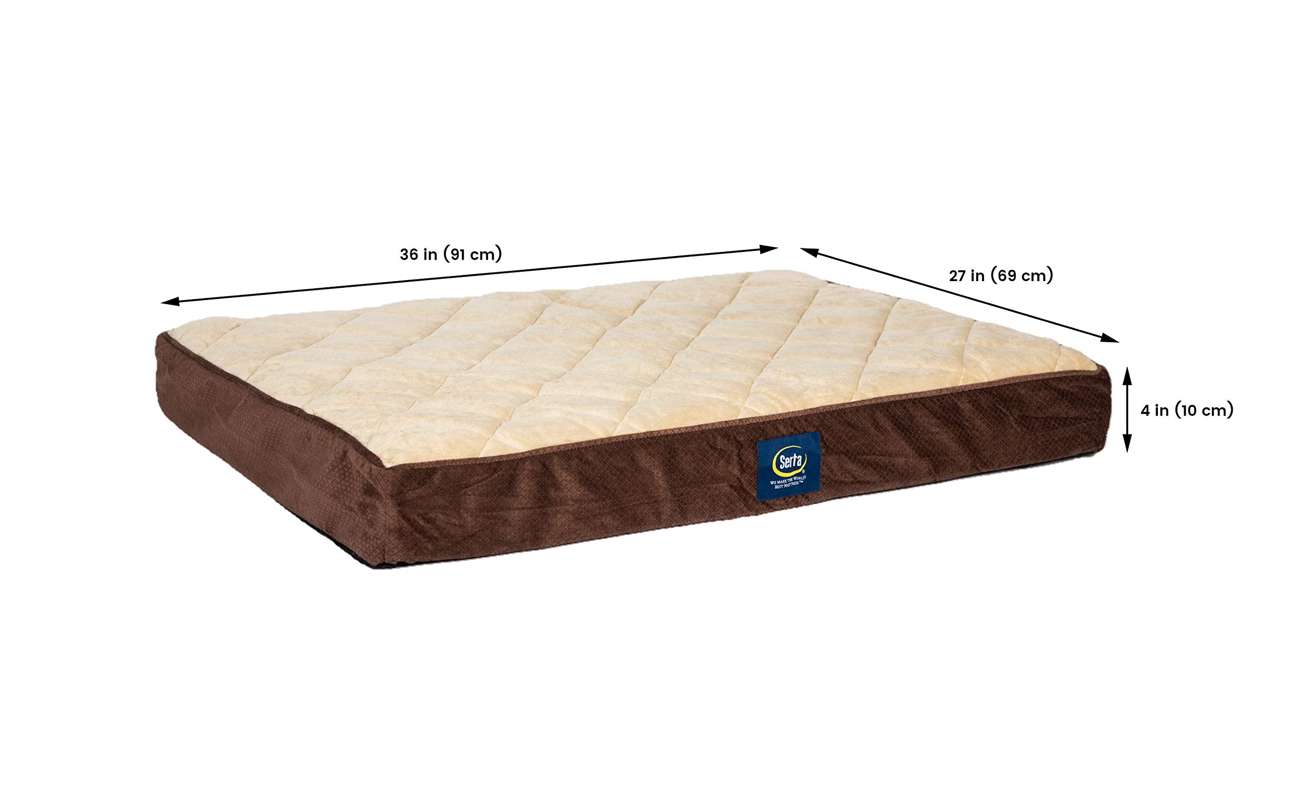 Serta Ortho Quilted Pillowtop Pet Bed, Large, Mocha