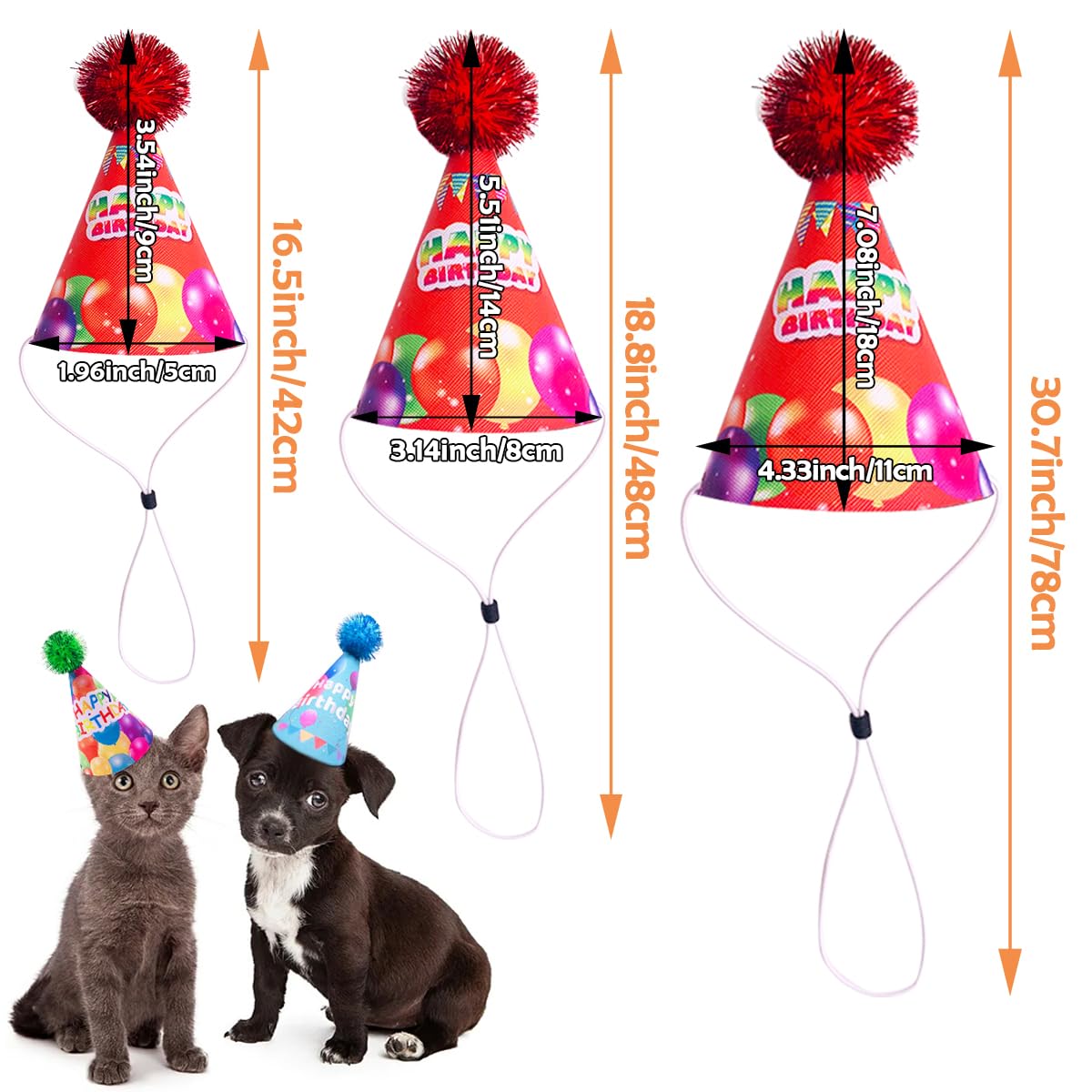 Jpgdn 6Pcs/Pack Mini Dog Happy Birthday Hats Party Hats For Small Puppies Doggie Cats Kittens Rabbit Boy Girl Birthday Costume A